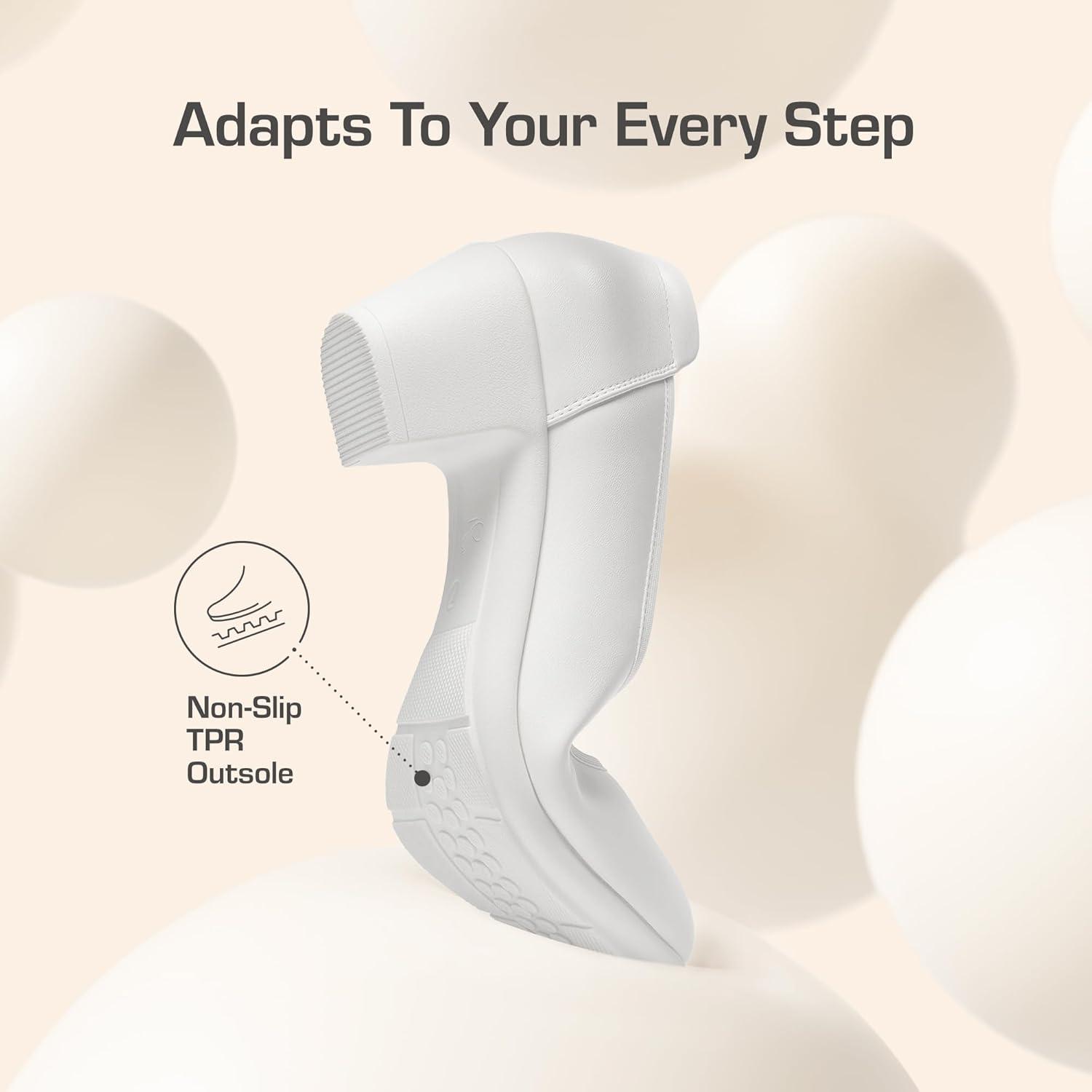 imageDREAM PAIRS Womens Low Chunky Heels Comfortable Block Work Pumps Closed Round Toe Dress Shoes for Office BusinessWhite