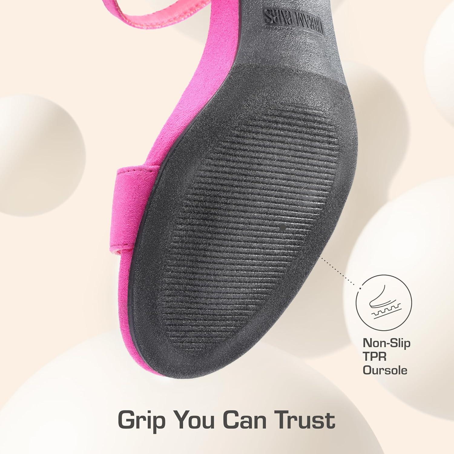 imageDREAM PAIRS Womens Low Heels Block Open Toe Ankle Strap Classic Short Chunky Sandals with Buckle for Daily Work Wedding PartyHot Pinksuede