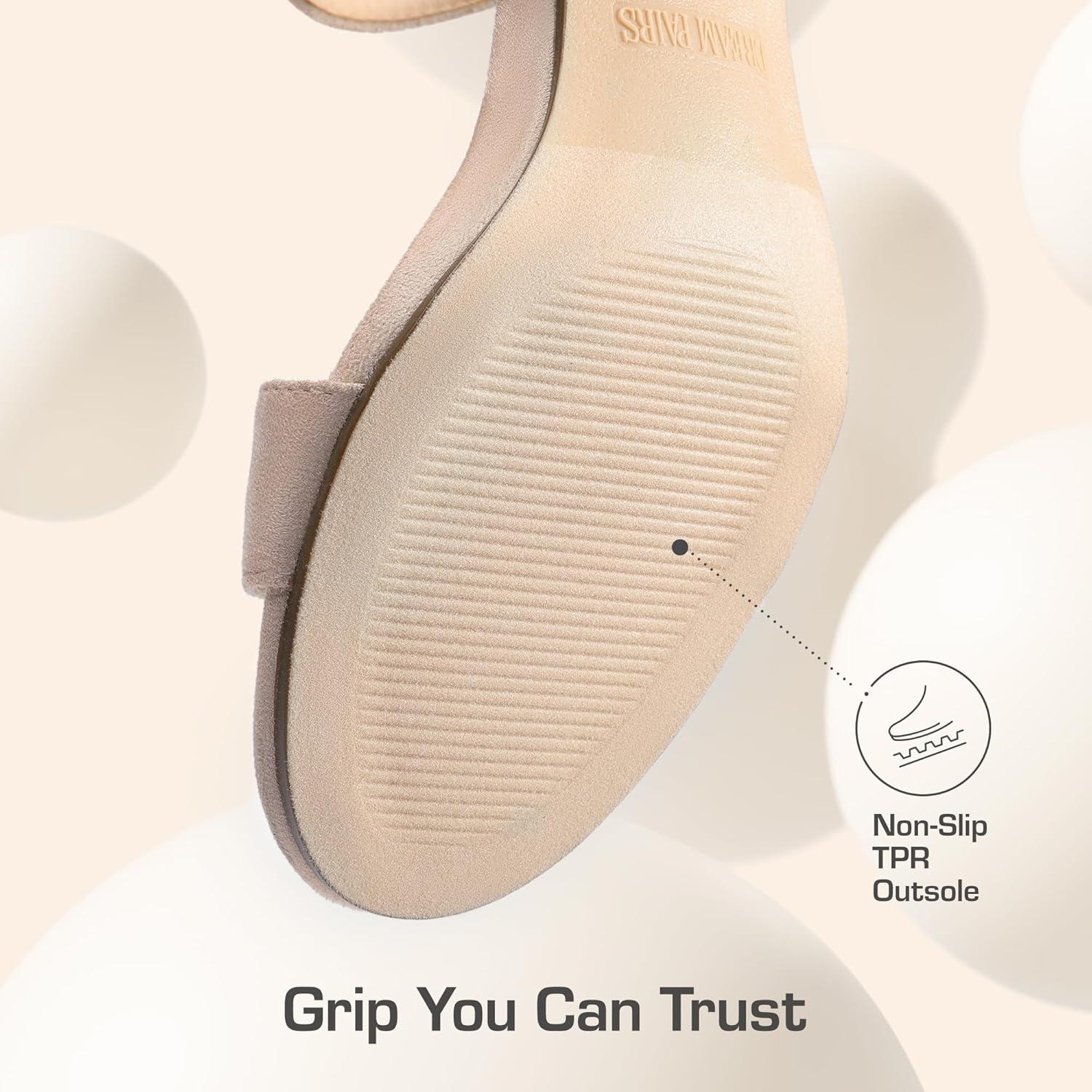 imageDREAM PAIRS Womens Low Heels Block Open Toe Ankle Strap Classic Short Chunky Sandals with Buckle for Daily Work Wedding PartyNudesuede