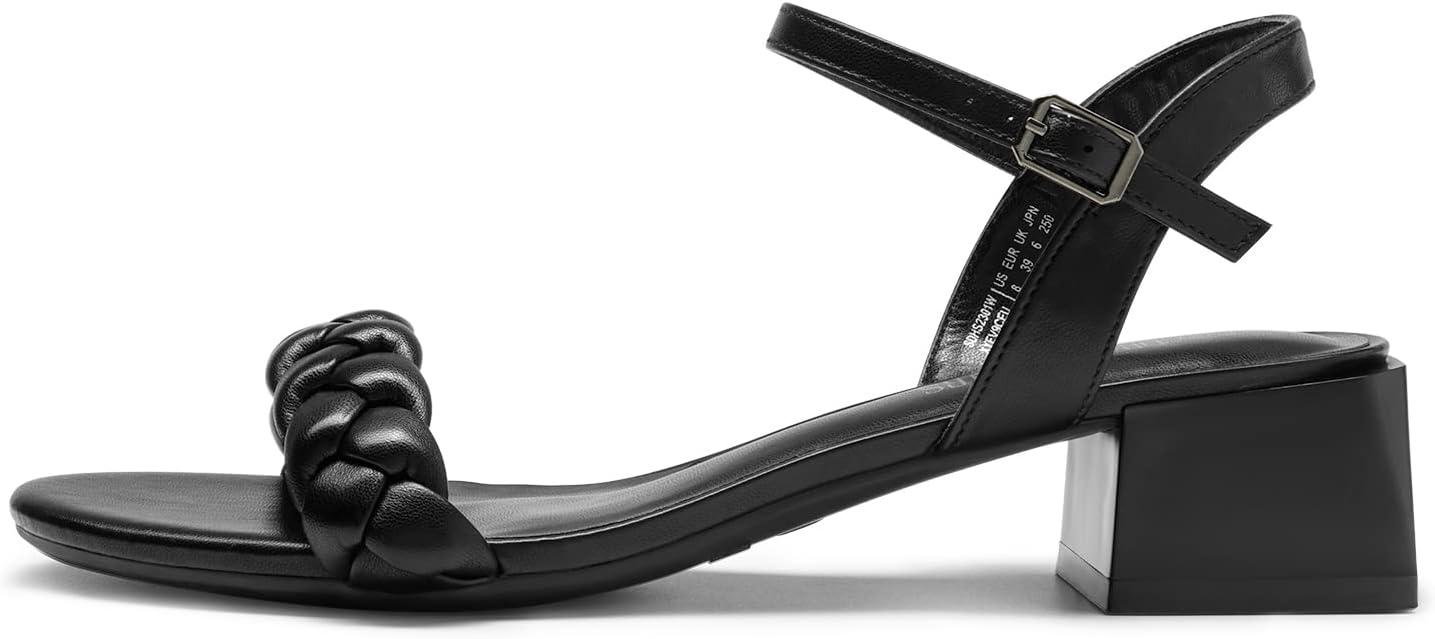 imageDREAM PAIRS Womens Low Heels for Women Braided Open Toe Ankle Strap Block Chunky Heel Sandals Holiday Party Wedding Dress Pumps ShoesBlack