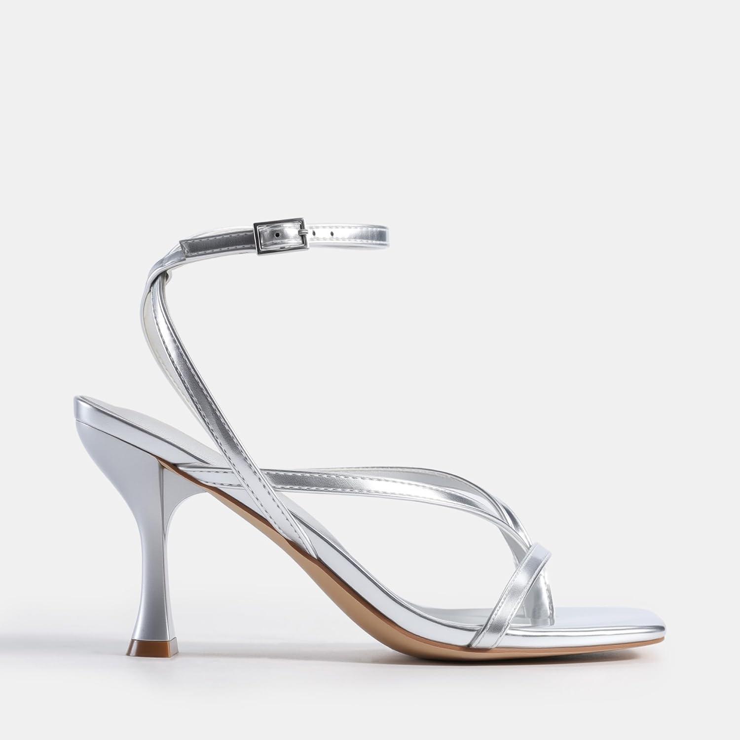 imageDREAM PAIRS Womens Low Kitten Heels Strappy Design with Lace Up Open Square Toe Thong Ankle Strap Shoes Fashionable Sexy Sylvestra Heeled Sandals for Dressy OccasionsSilver