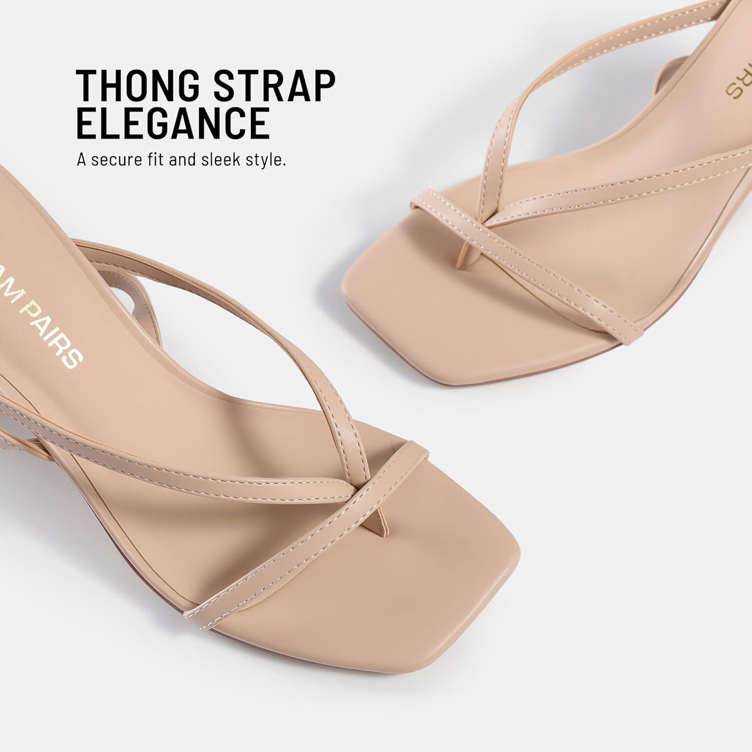 imageDREAM PAIRS Womens Low Kitten Heels Strappy Design with Lace Up Open Square Toe Thong Ankle Strap Shoes Fashionable Sexy Sylvestra Heeled Sandals for Dressy OccasionsNude