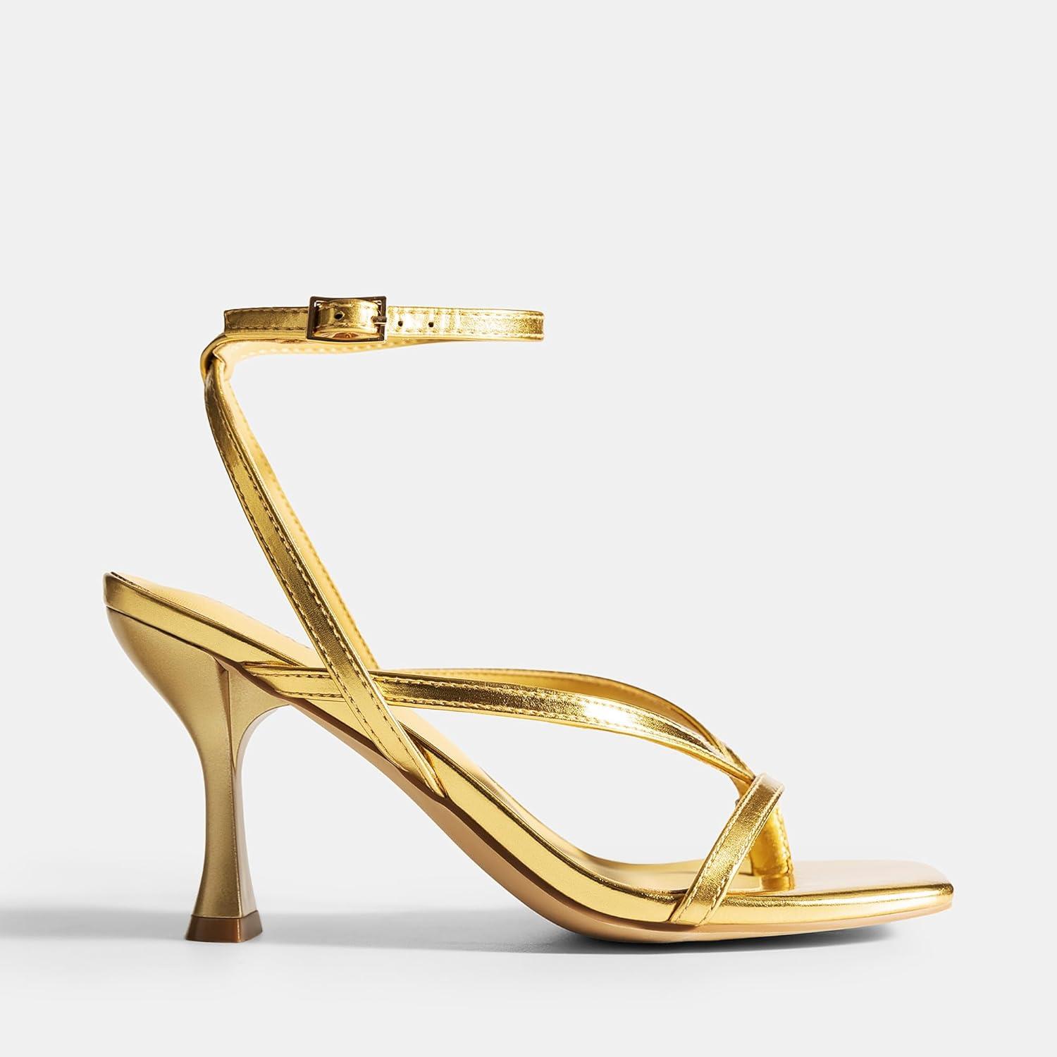 imageDREAM PAIRS Womens Low Kitten Heels Strappy Design with Lace Up Open Square Toe Thong Ankle Strap Shoes Fashionable Sexy Sylvestra Heeled Sandals for Dressy OccasionsGold