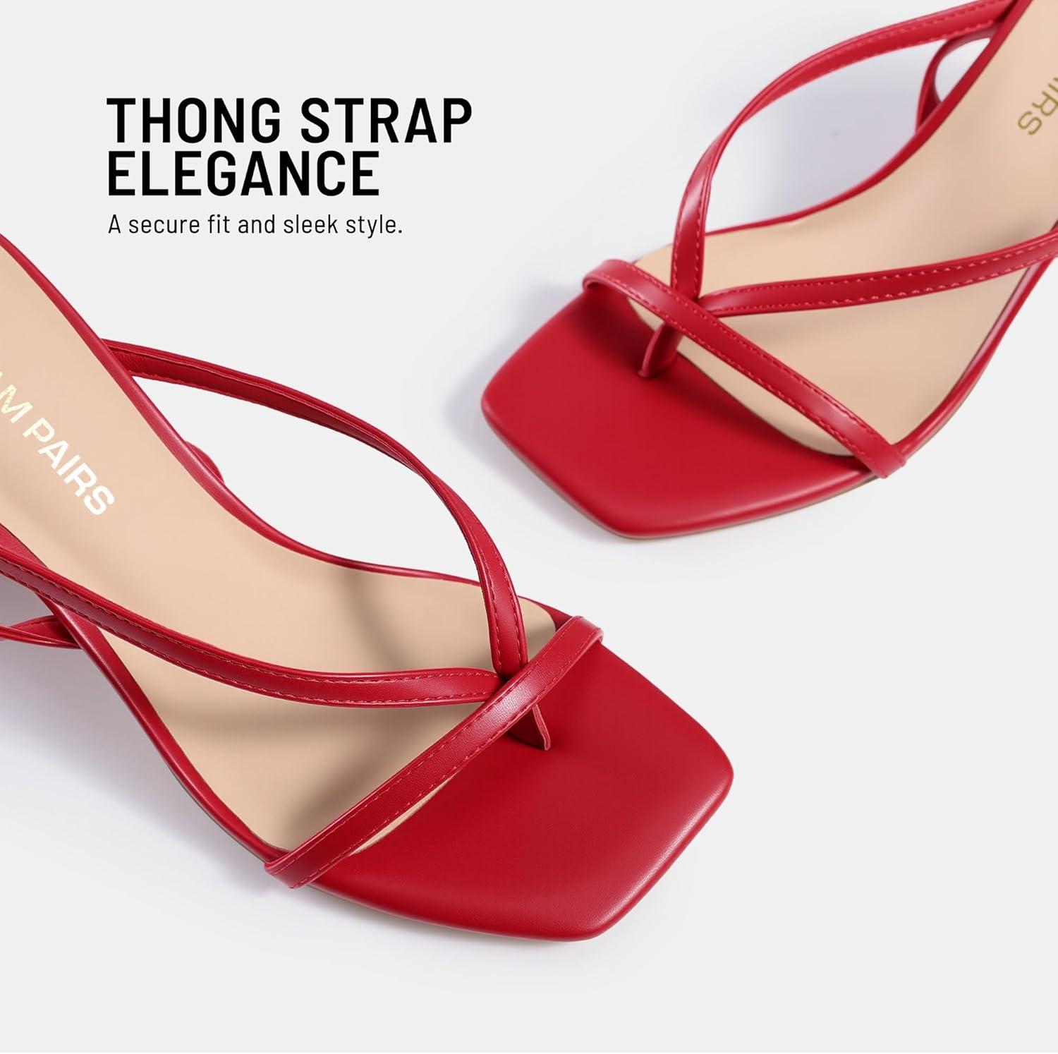 imageDREAM PAIRS Womens Low Kitten Heels Strappy Design with Lace Up Open Square Toe Thong Ankle Strap Shoes Fashionable Sexy Sylvestra Heeled Sandals for Dressy OccasionsRed