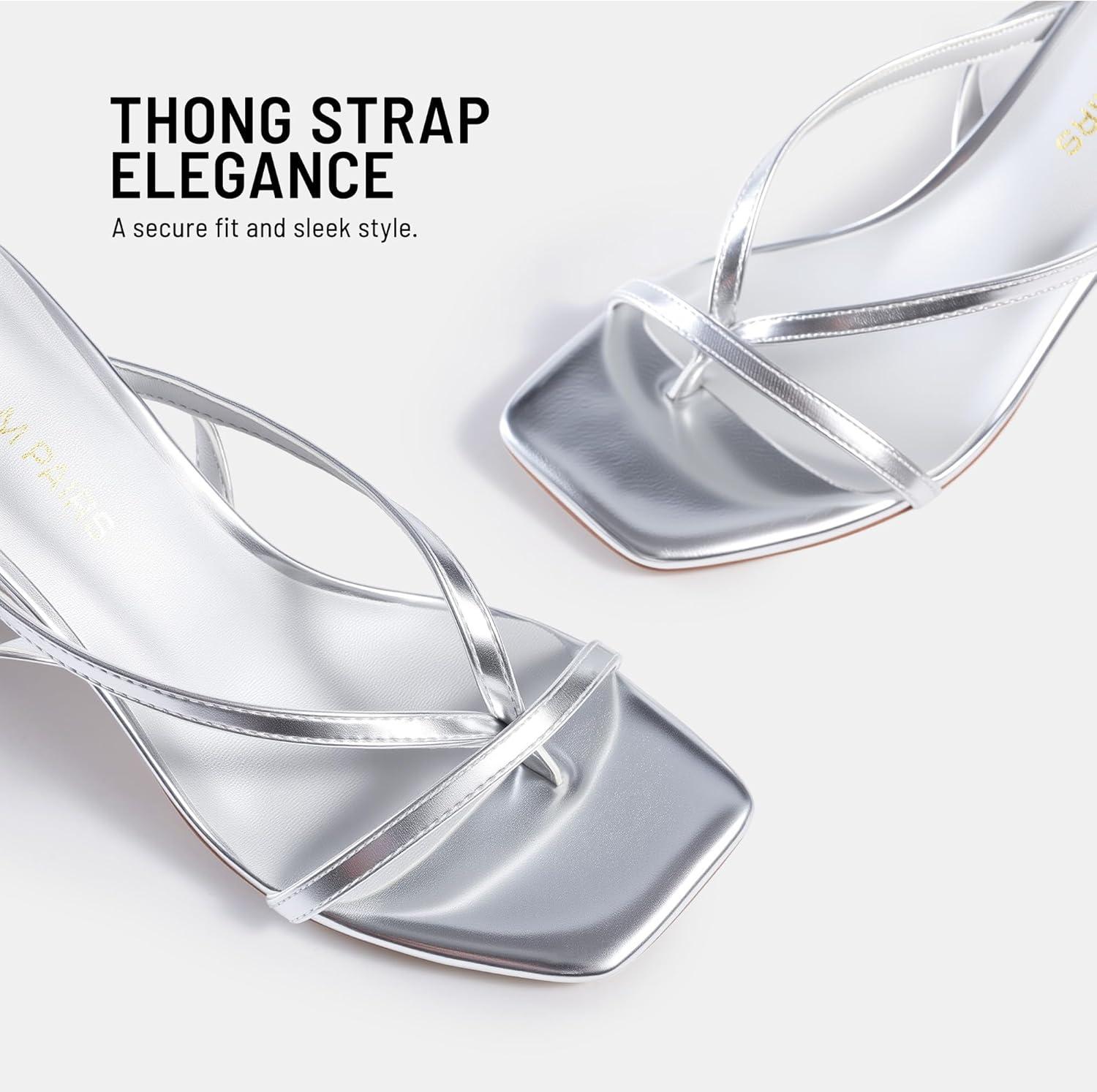 imageDREAM PAIRS Womens Low Kitten Heels Strappy Design with Lace Up Open Square Toe Thong Ankle Strap Shoes Fashionable Sexy Sylvestra Heeled Sandals for Dressy OccasionsSilver