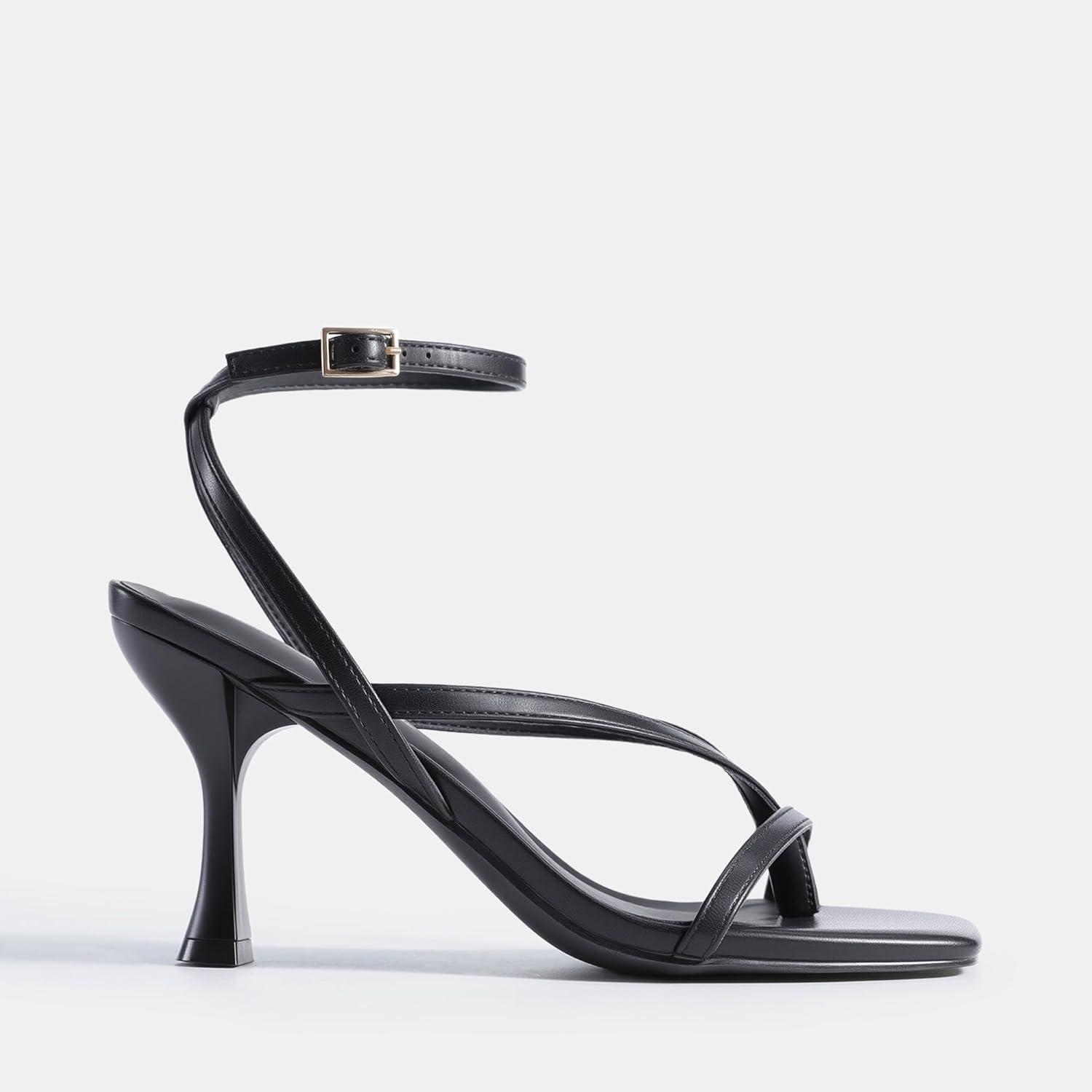 imageDREAM PAIRS Womens Low Kitten Heels Strappy Design with Lace Up Open Square Toe Thong Ankle Strap Shoes Fashionable Sexy Sylvestra Heeled Sandals for Dressy OccasionsBlack