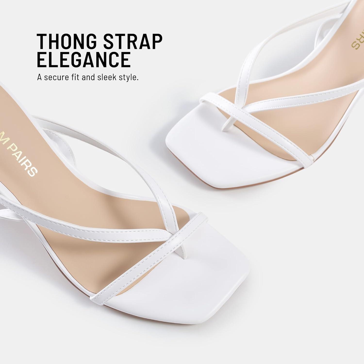 imageDREAM PAIRS Womens Low Kitten Heels Strappy Design with Lace Up Open Square Toe Thong Ankle Strap Shoes Fashionable Sexy Sylvestra Heeled Sandals for Dressy OccasionsWhite
