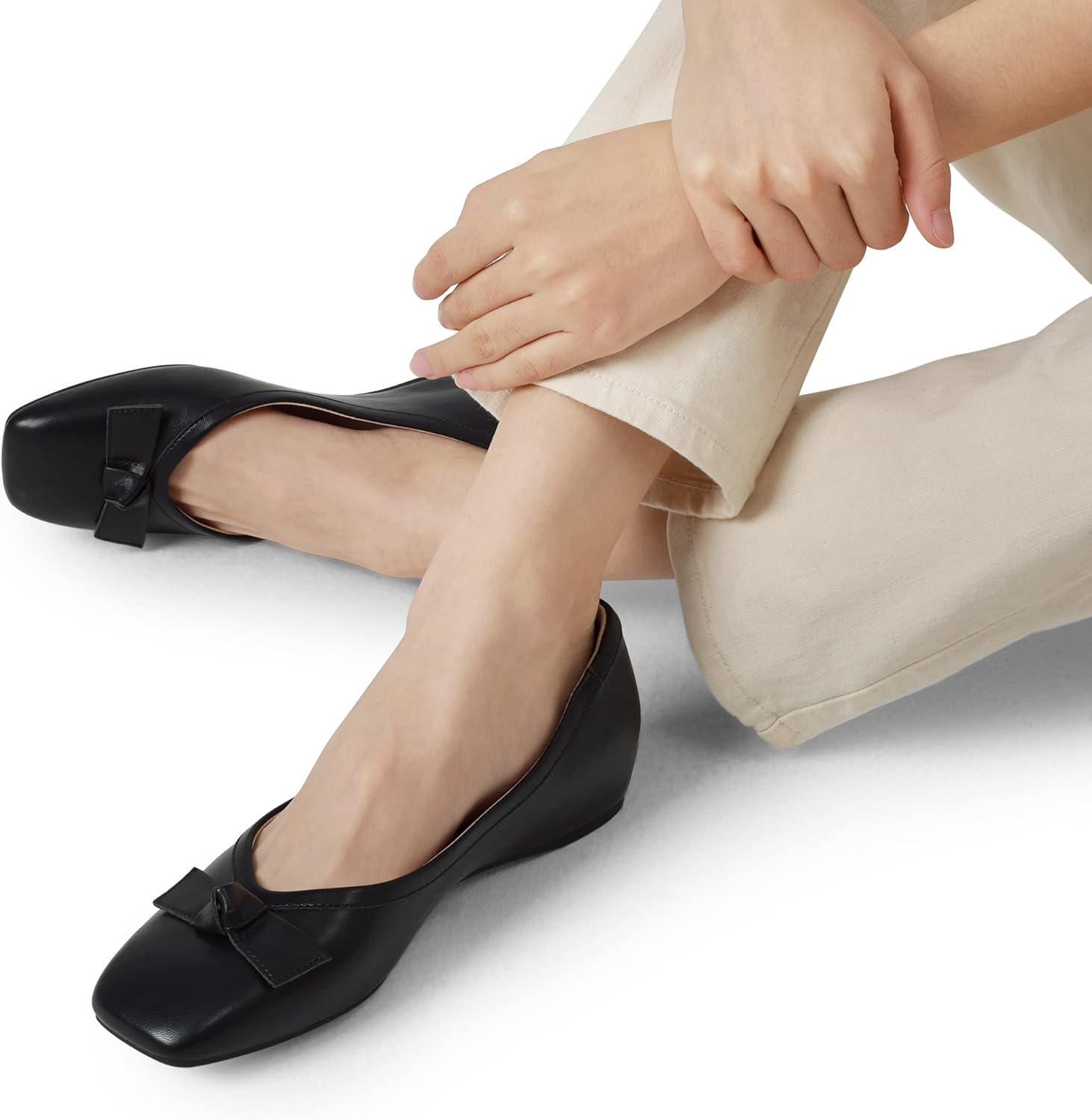 imageDREAM PAIRS Womens Low Wedge Dressy Flats Comfortable Square Toe Rhinestone Wedding ShoesBlack