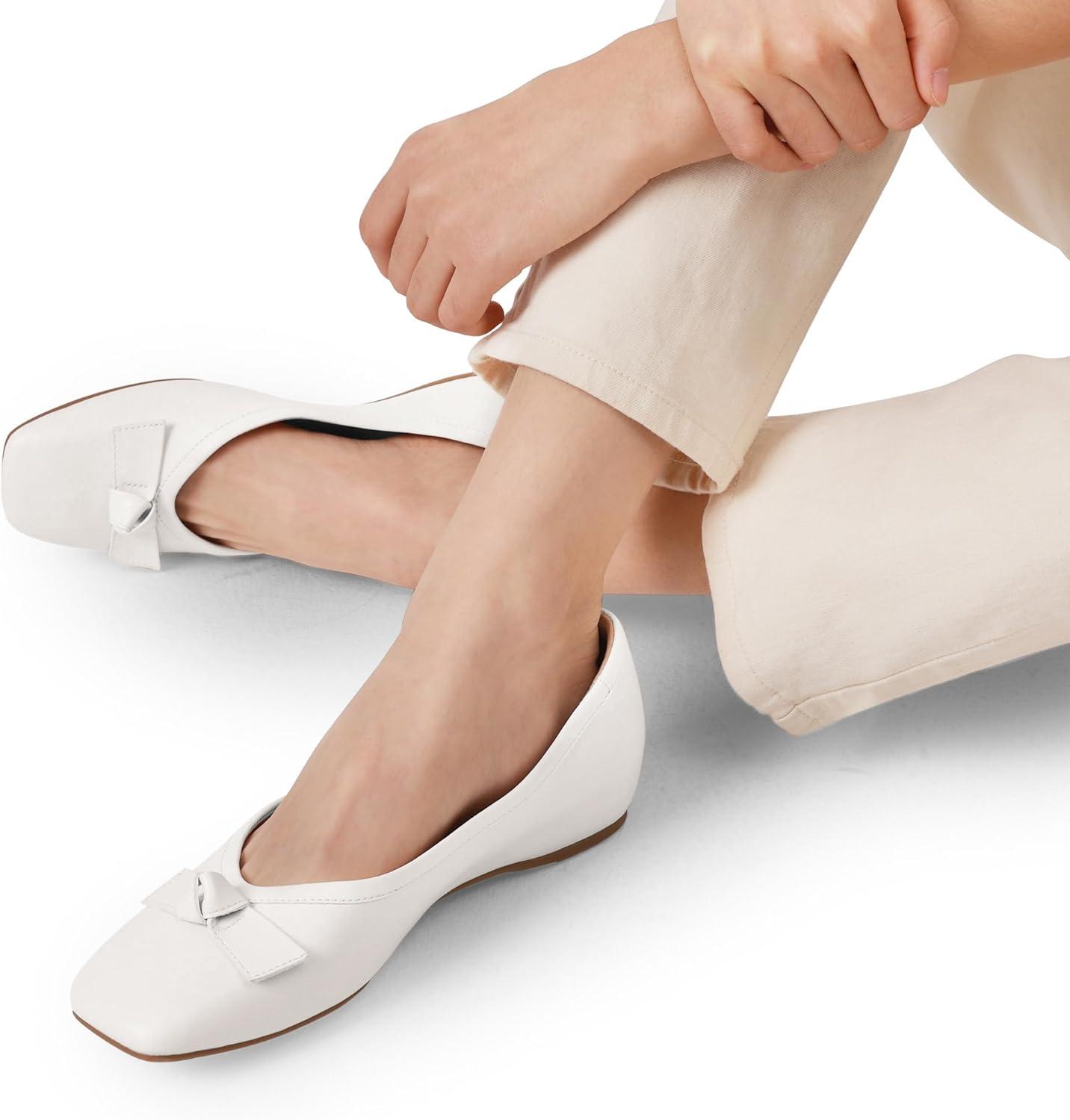 imageDREAM PAIRS Womens Low Wedge Dressy Flats Comfortable Square Toe Rhinestone Wedding ShoesWhite