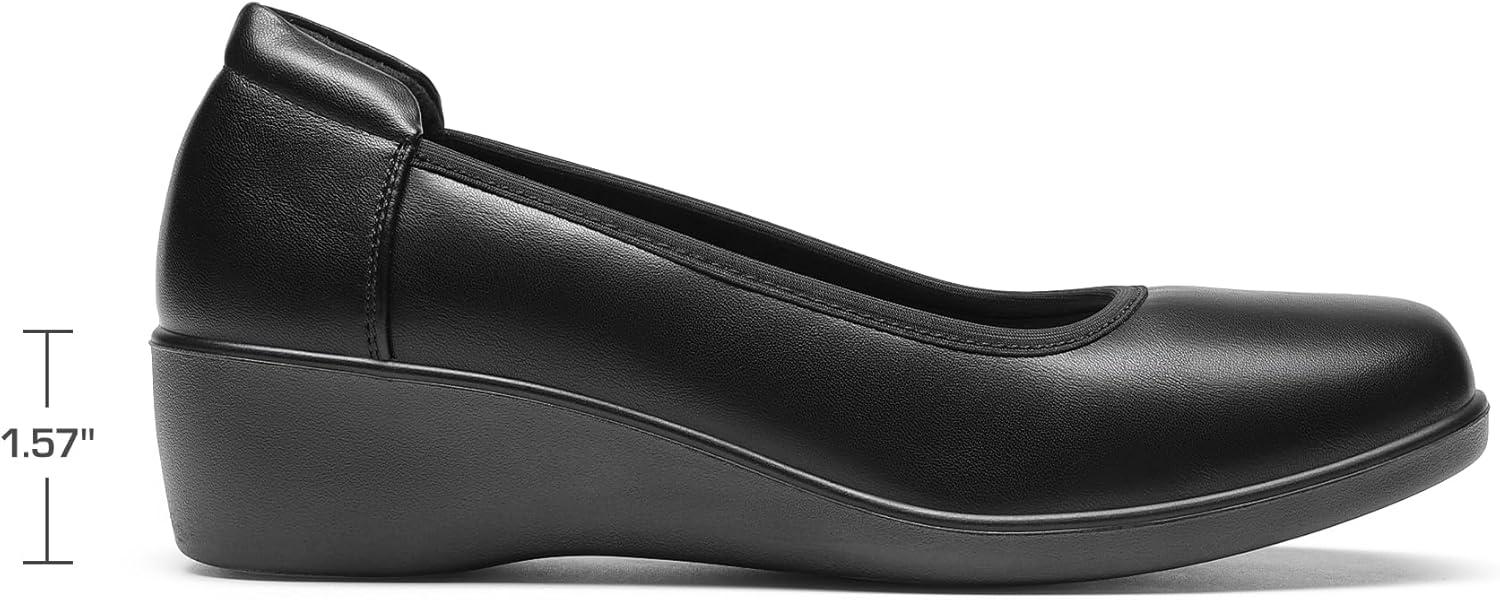 imageDREAM PAIRS Womens Low Wedges Heels Pumps Comfortable Slipon Round Toe Dress Work Shoes for Office BusinessBlack