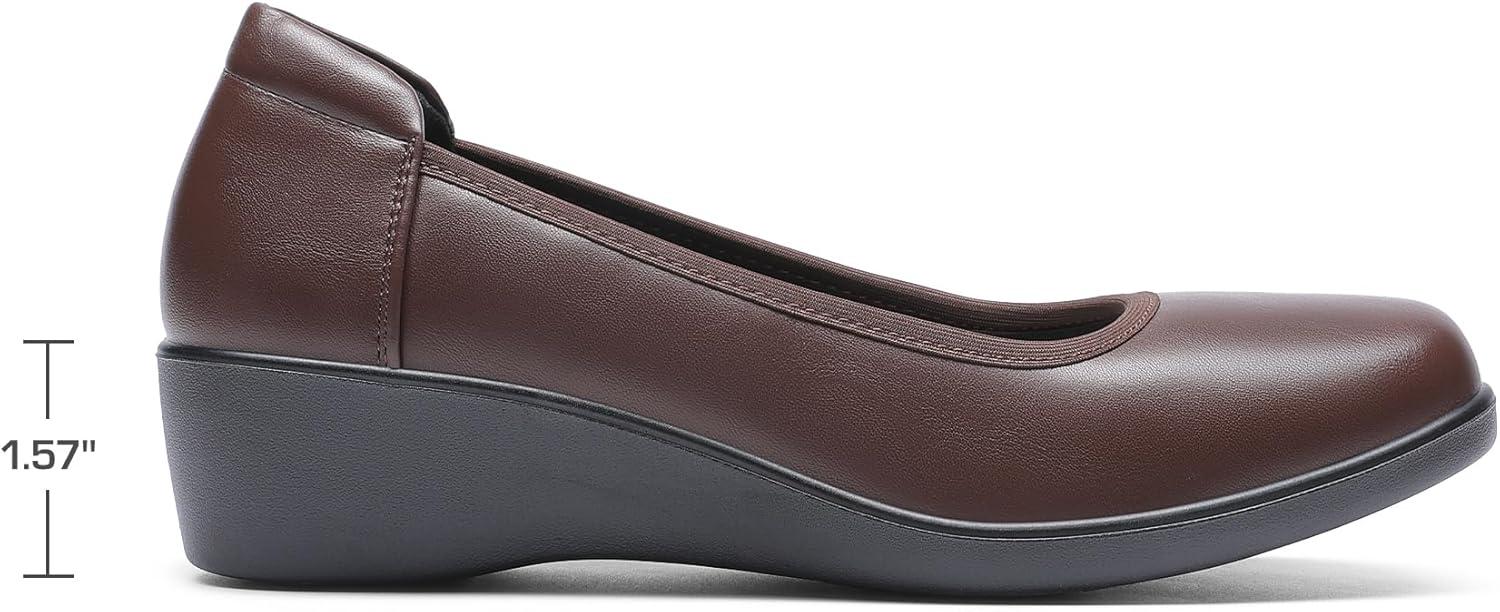 imageDREAM PAIRS Womens Low Wedges Heels Pumps Comfortable Slipon Round Toe Dress Work Shoes for Office BusinessBrown