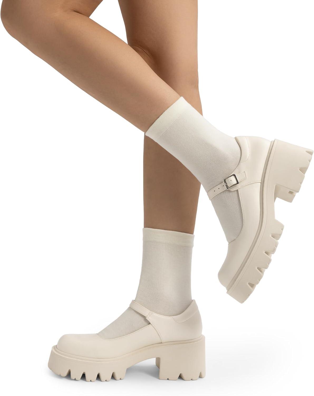 imageDREAM PAIRS Womens Mary Janes Shoes Platform Dress Low Heel Chunky Pumps Round Toe Ankle Strap Pumps Shoes Oxfords EstherBeige