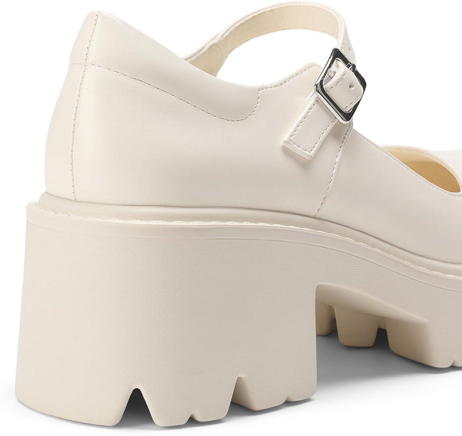imageDREAM PAIRS Womens Mary Janes Shoes Platform Dress Low Heel Chunky Pumps Round Toe Ankle Strap Pumps Shoes Oxfords EstherBeige