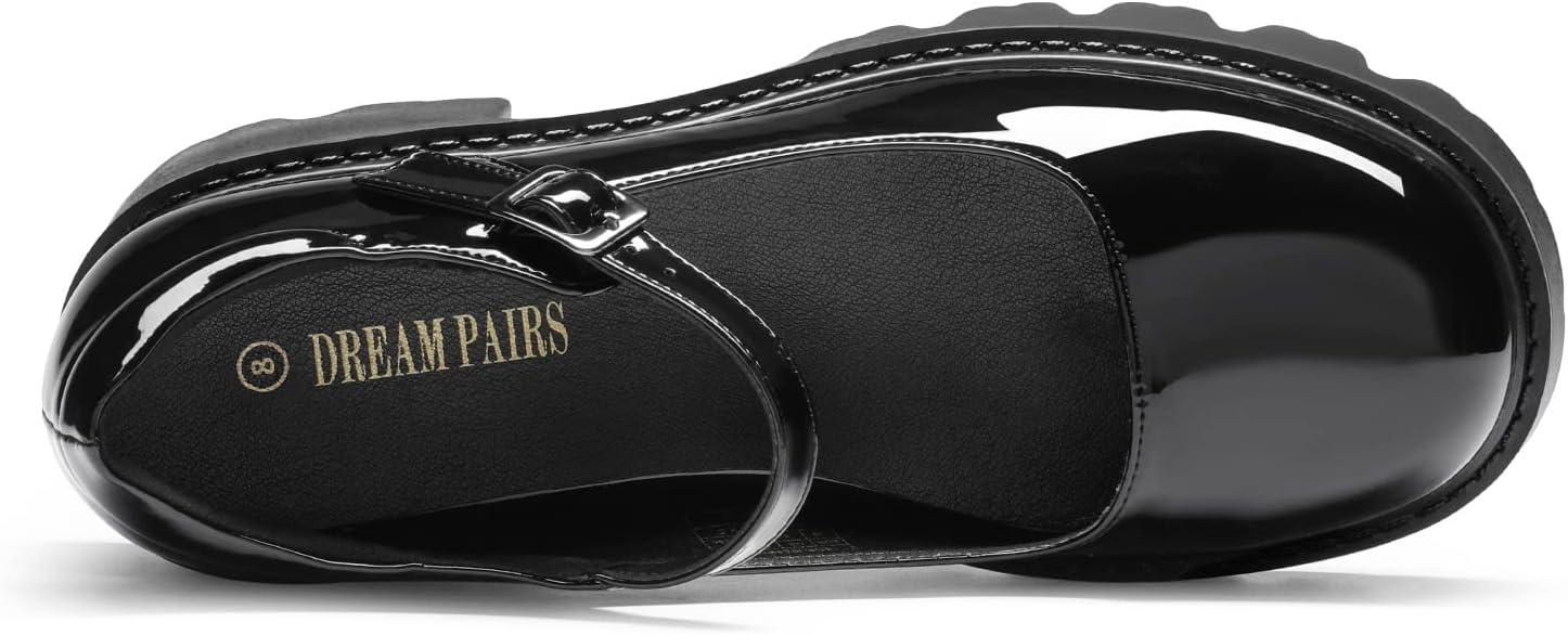 imageDREAM PAIRS Womens Mary Janes Shoes Platform Dress Low Heel Chunky Pumps Round Toe Ankle Strap Pumps Shoes Oxfords EstherBlack