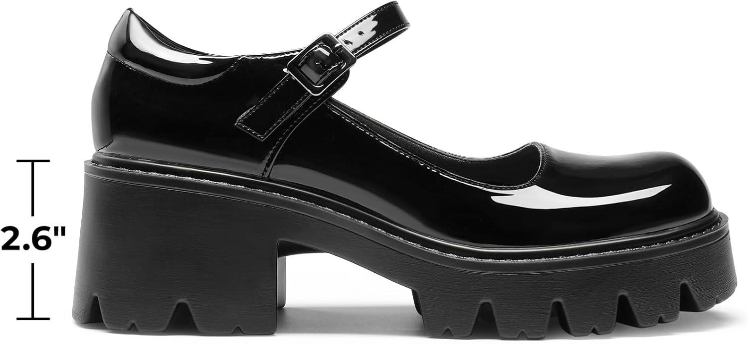 imageDREAM PAIRS Womens Mary Janes Shoes Platform Dress Low Heel Chunky Pumps Round Toe Ankle Strap Pumps Shoes Oxfords EstherBlack