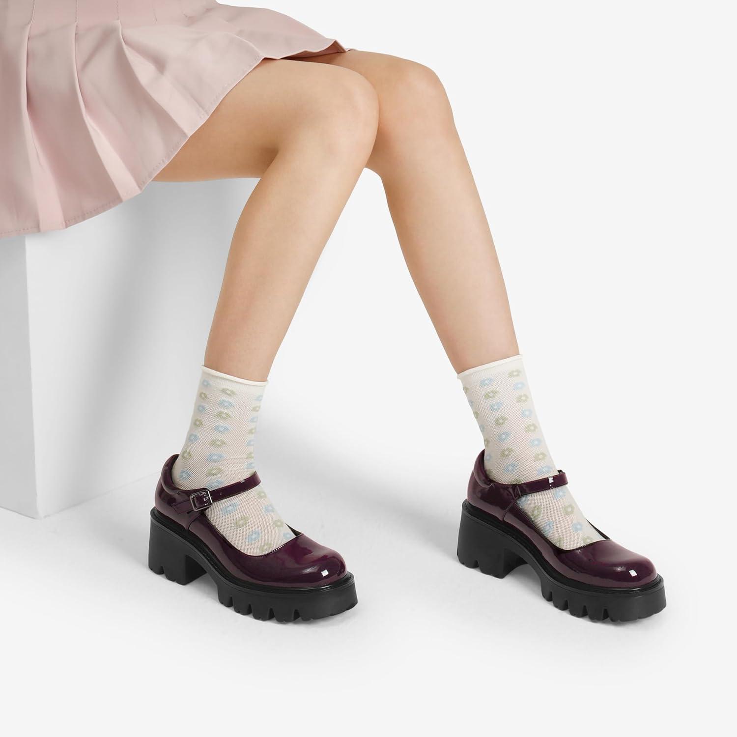 imageDREAM PAIRS Womens Mary Janes Shoes Platform Dress Low Heel Chunky Pumps Round Toe Ankle Strap Pumps Shoes Oxfords EstherBurgundypat