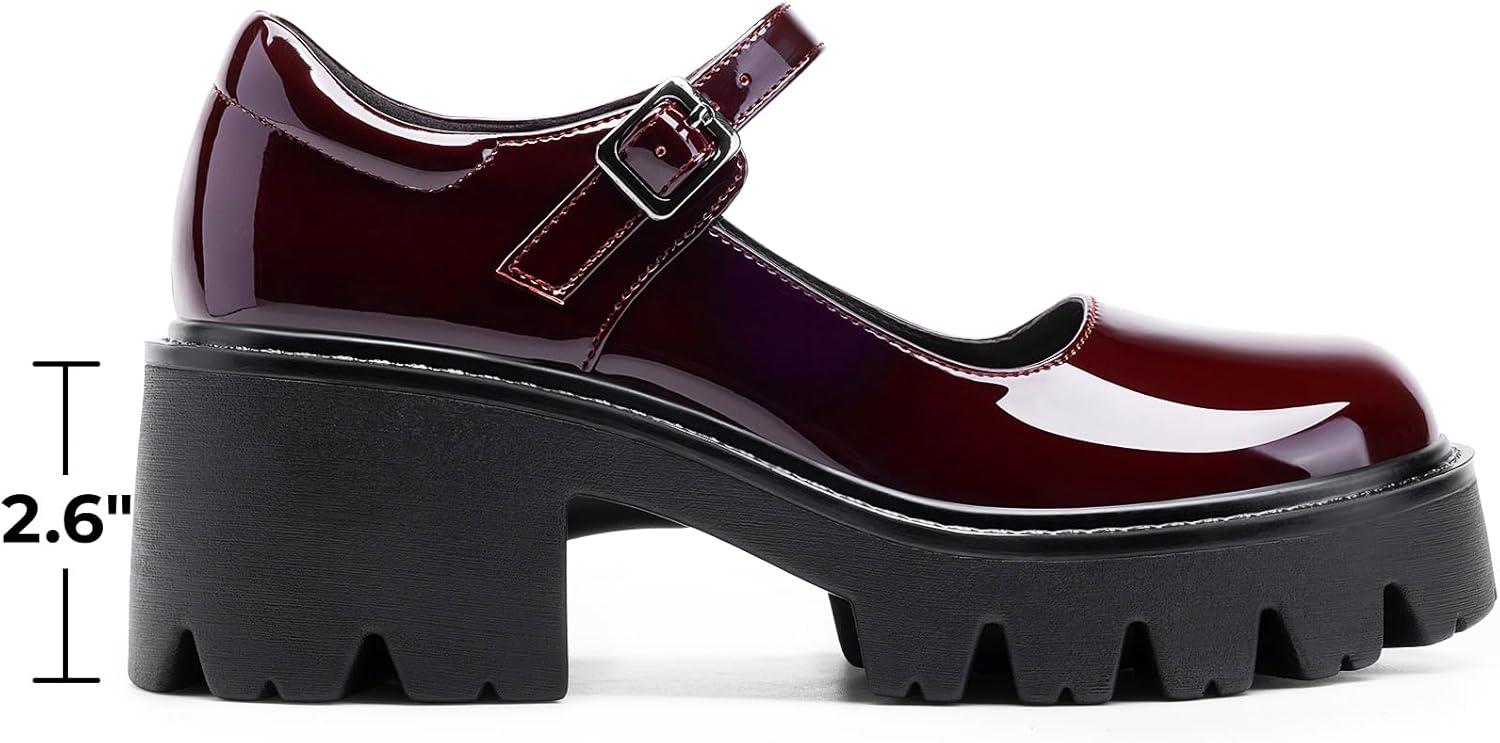 imageDREAM PAIRS Womens Mary Janes Shoes Platform Dress Low Heel Chunky Pumps Round Toe Ankle Strap Pumps Shoes Oxfords EstherBurgundypat
