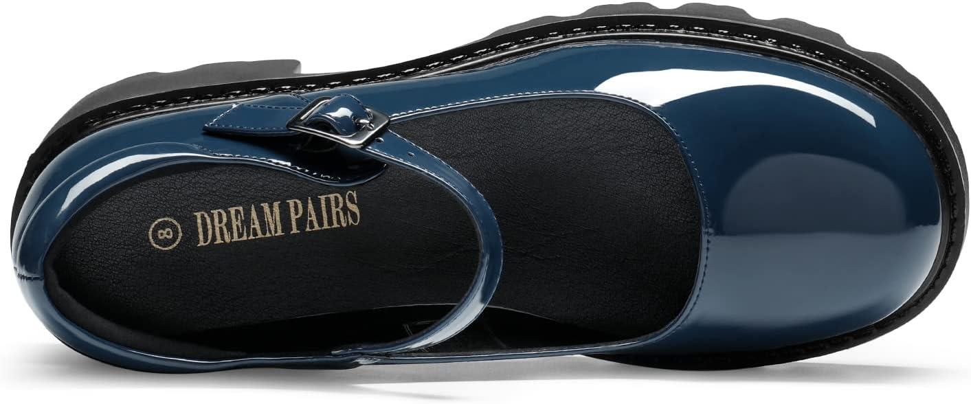 imageDREAM PAIRS Womens Mary Janes Shoes Platform Dress Low Heel Chunky Pumps Round Toe Ankle Strap Pumps Shoes Oxfords EstherNavy