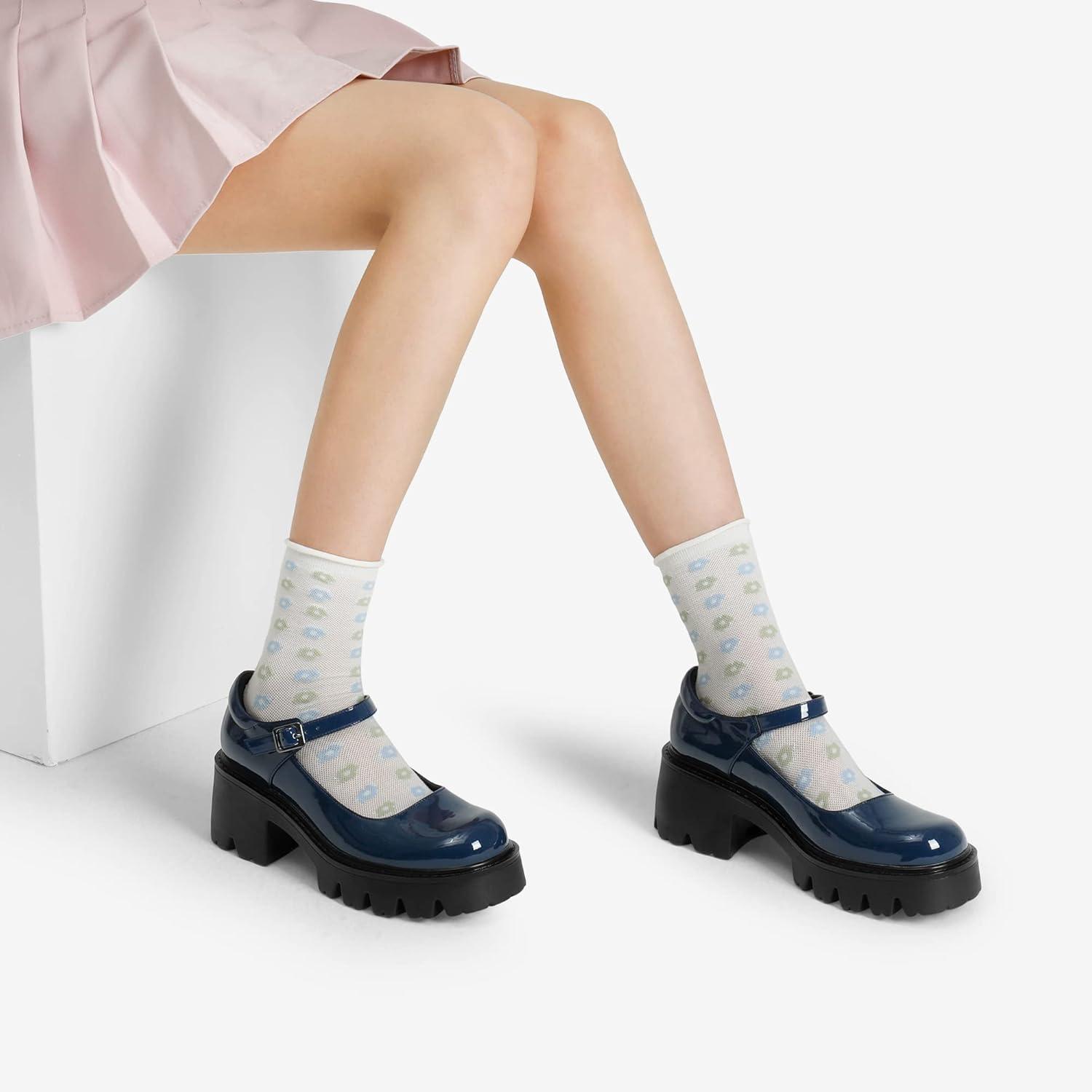 imageDREAM PAIRS Womens Mary Janes Shoes Platform Dress Low Heel Chunky Pumps Round Toe Ankle Strap Pumps Shoes Oxfords EstherNavy