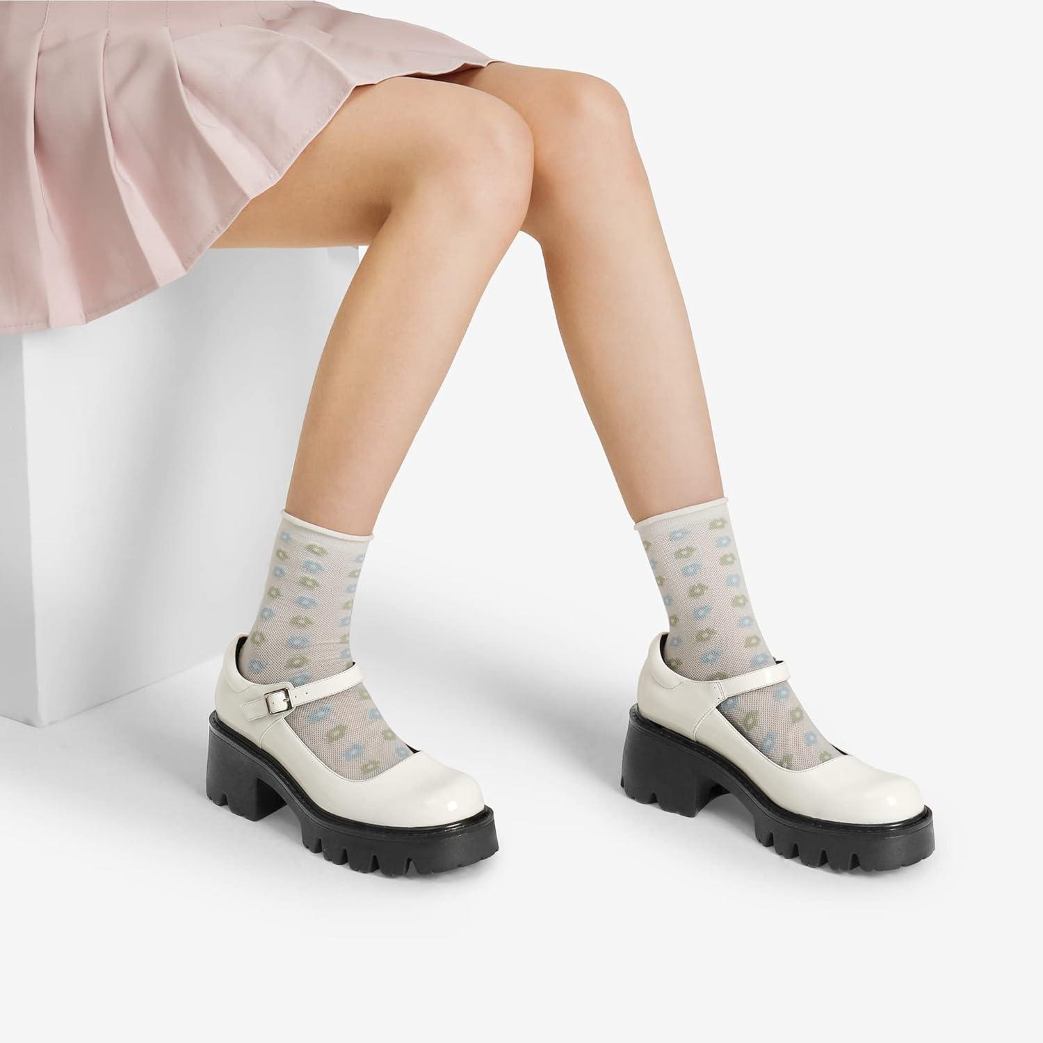 imageDREAM PAIRS Womens Mary Janes Shoes Platform Dress Low Heel Chunky Pumps Round Toe Ankle Strap Pumps Shoes Oxfords EstherWhite