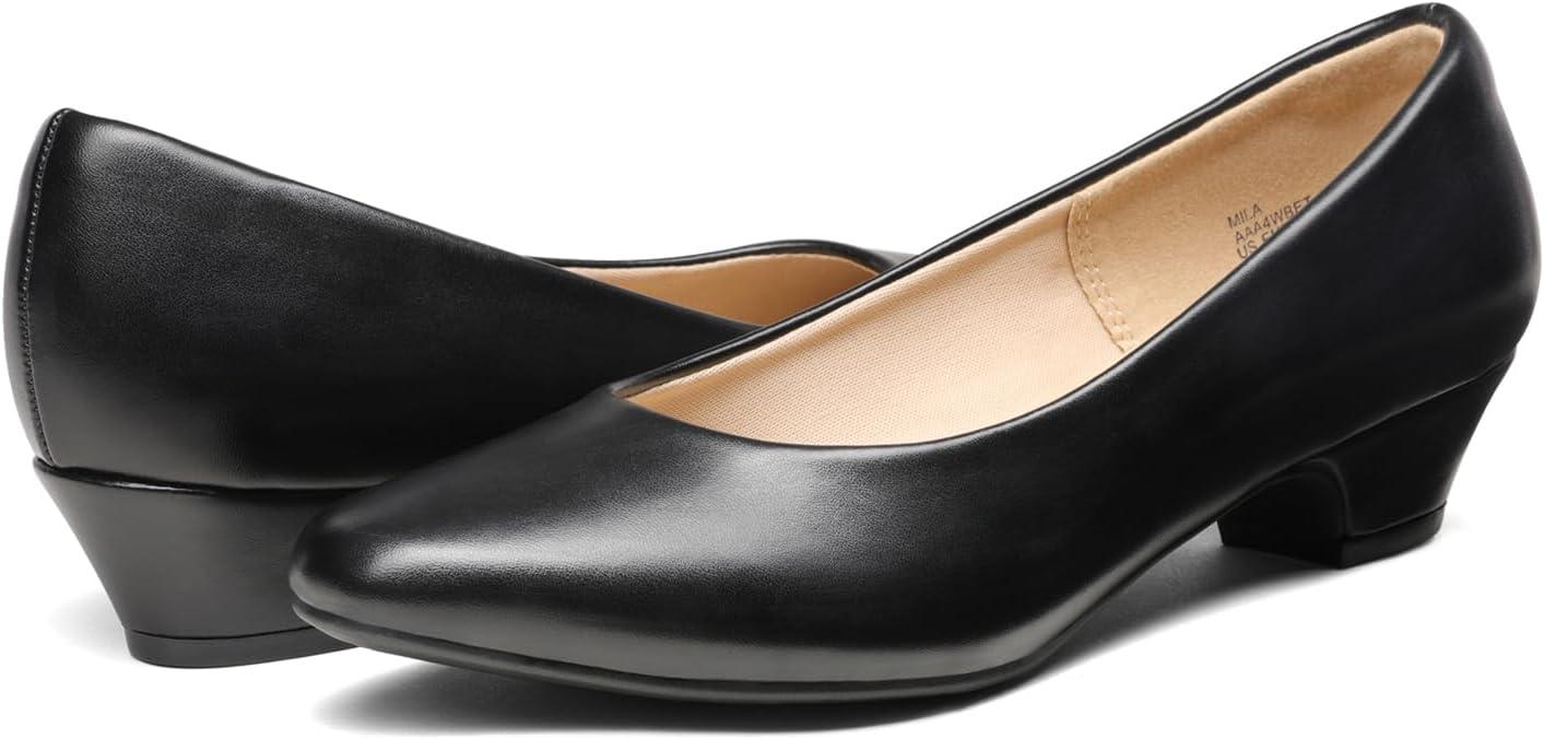 imageDREAM PAIRS Womens Mila Low Chunky Heel Pump ShoesBlack