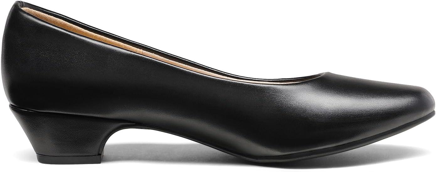 imageDREAM PAIRS Womens Mila Low Chunky Heel Pump ShoesBlackPu