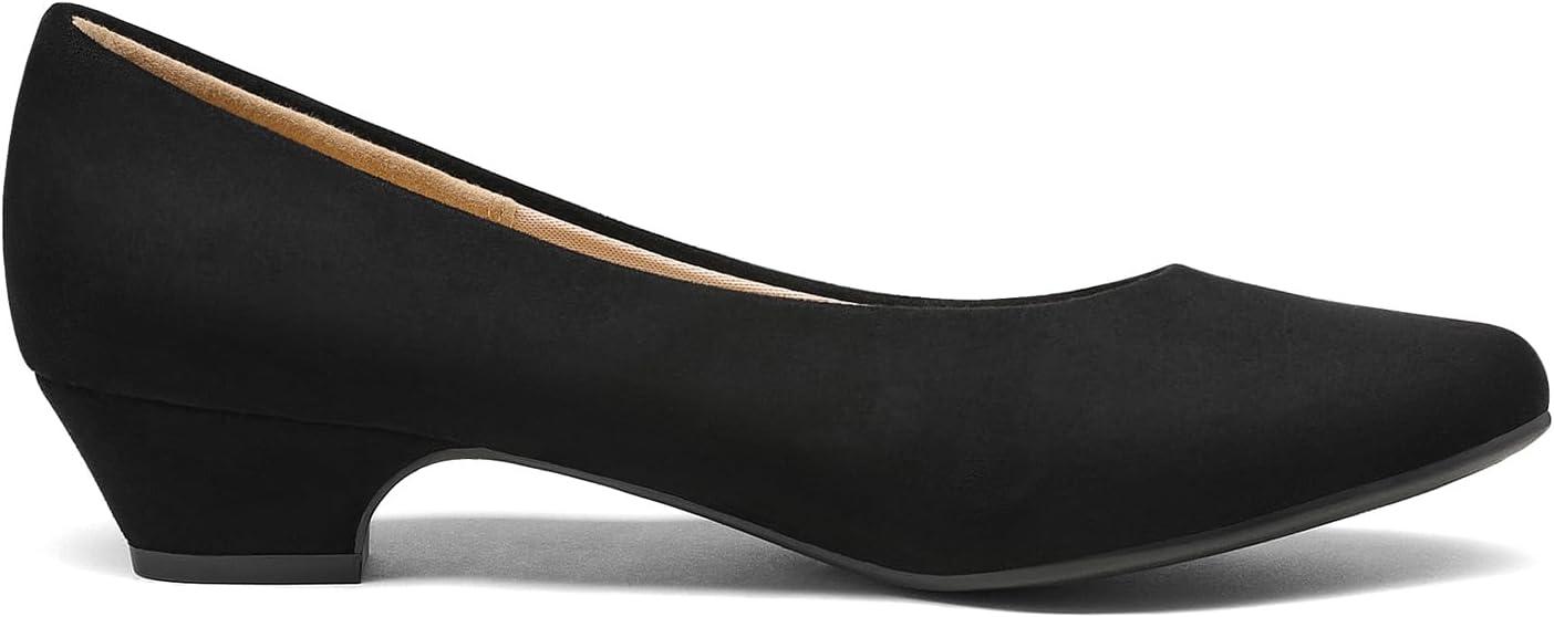 imageDREAM PAIRS Womens Mila Low Chunky Heel Pump ShoesBlackSuede