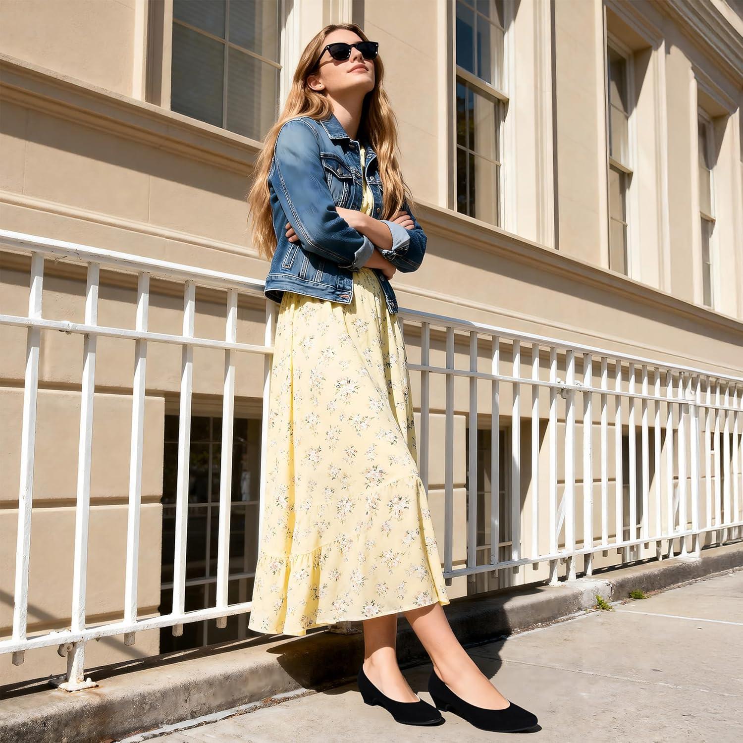 imageDREAM PAIRS Womens Mila Low Chunky Heel Pump ShoesBlackSuede