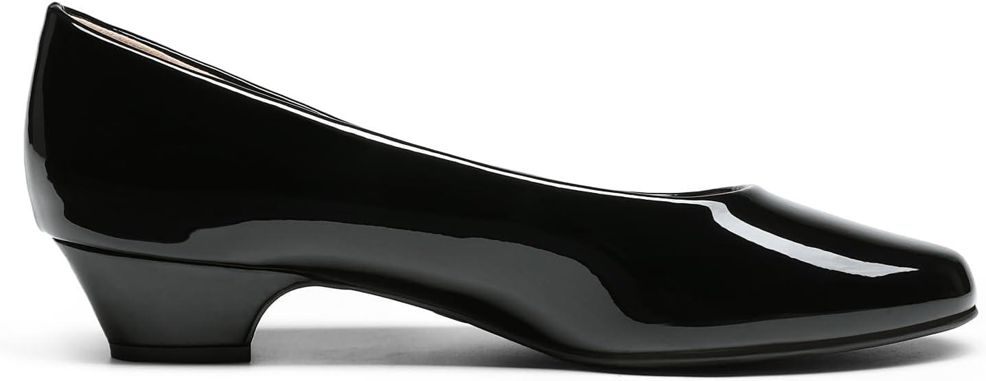 imageDREAM PAIRS Womens Mila Low Chunky Heel Pump ShoesBlackpat