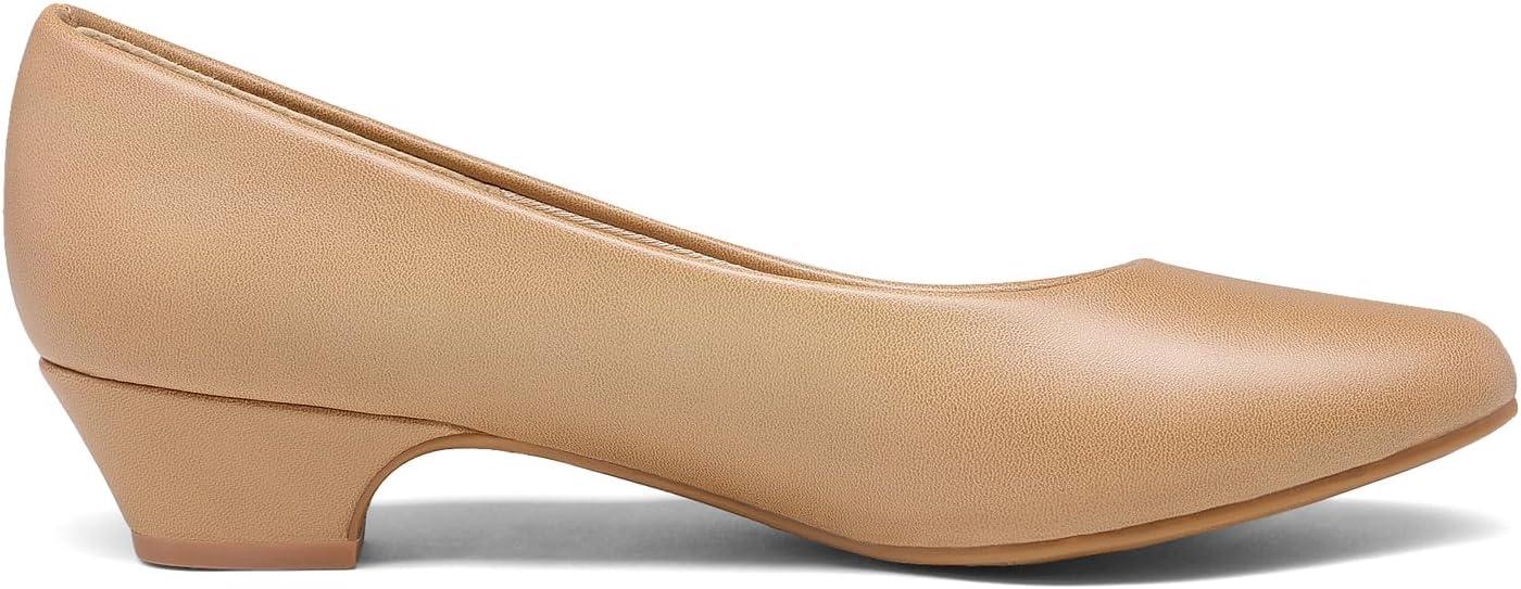 imageDREAM PAIRS Womens Mila Low Chunky Heel Pump ShoesNudePu