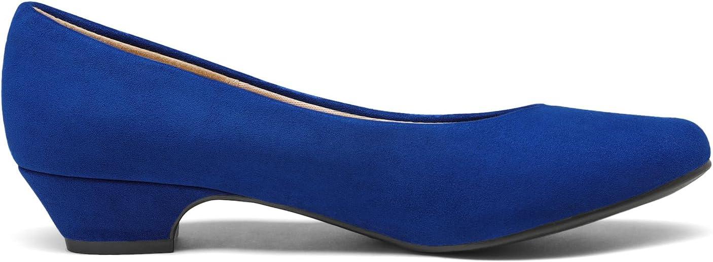 imageDREAM PAIRS Womens Mila Low Chunky Heel Pump ShoesRoyalBlue