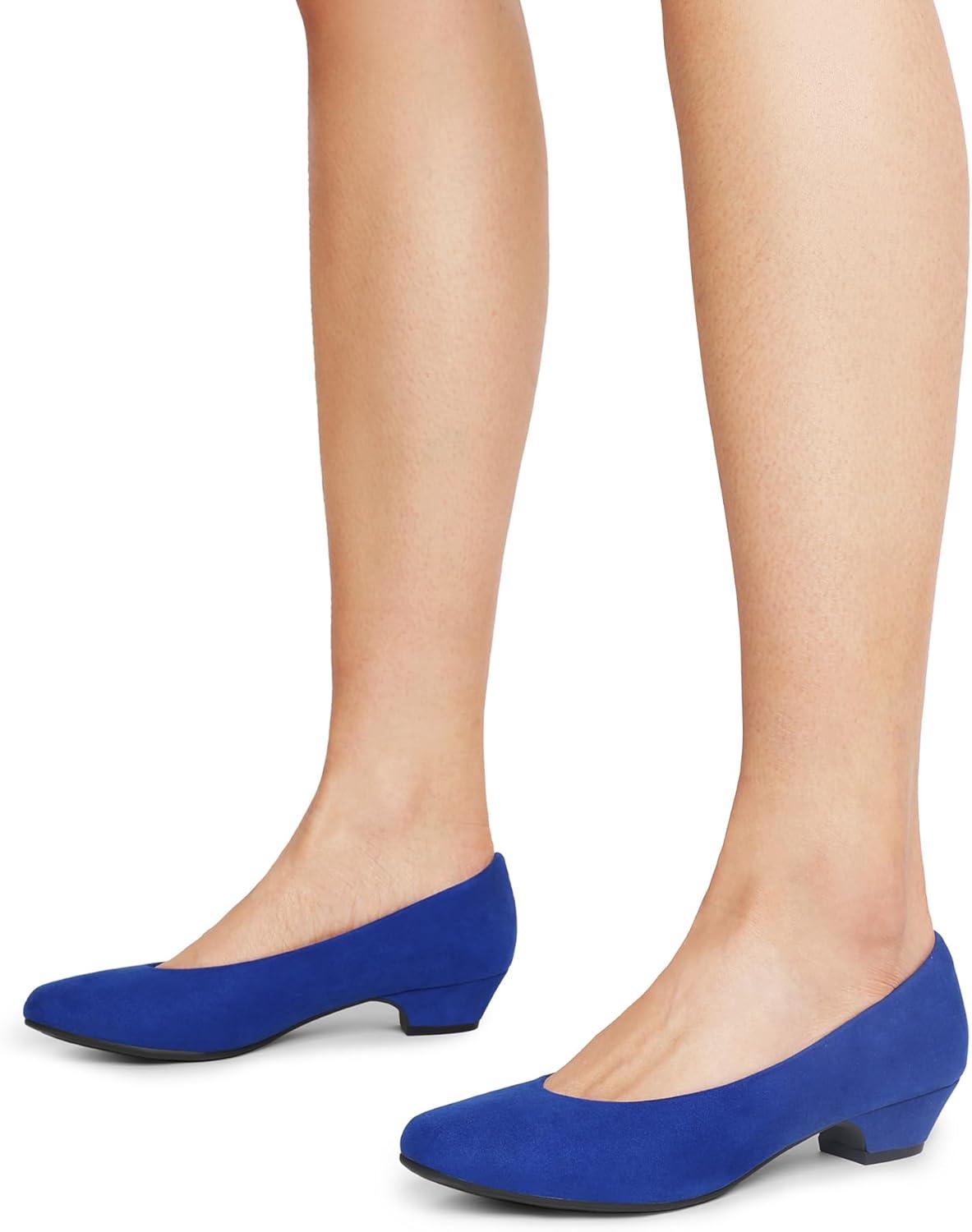 imageDREAM PAIRS Womens Mila Low Chunky Heel Pump ShoesRoyalBlue