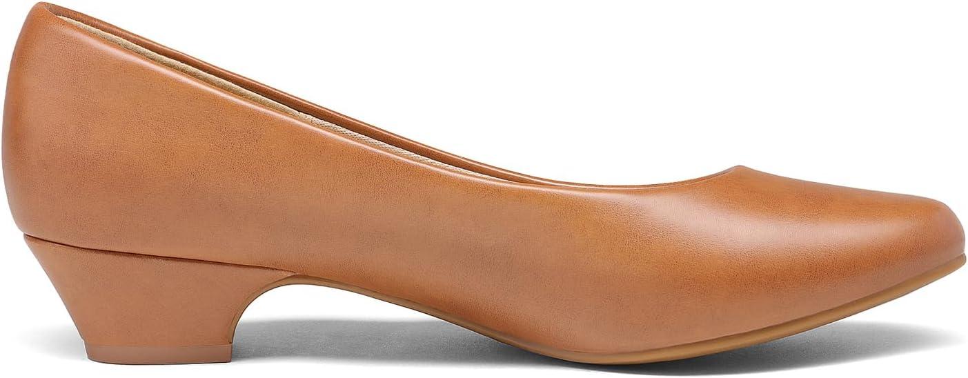 imageDREAM PAIRS Womens Mila Low Chunky Heel Pump ShoesTanPu