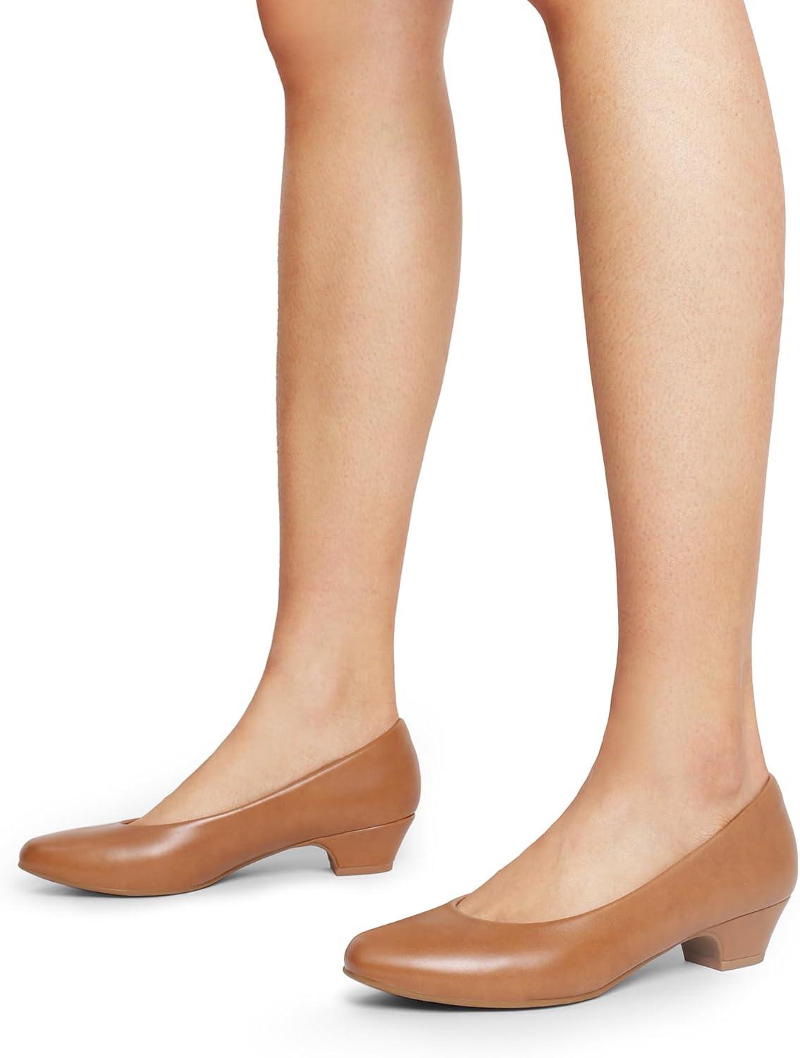 imageDREAM PAIRS Womens Mila Low Chunky Heel Pump ShoesTanPu