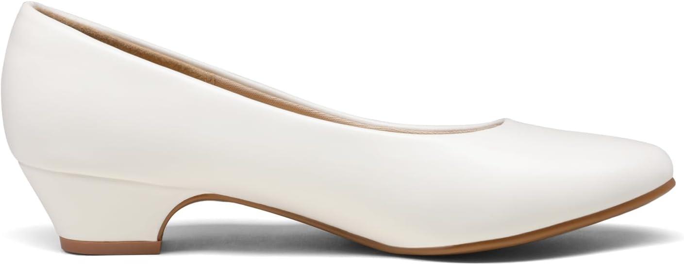 imageDREAM PAIRS Womens Mila Low Chunky Heel Pump ShoesWhite