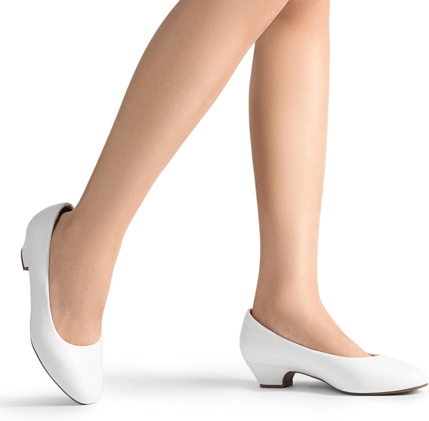 imageDREAM PAIRS Womens Mila Low Chunky Heel Pump ShoesWhite