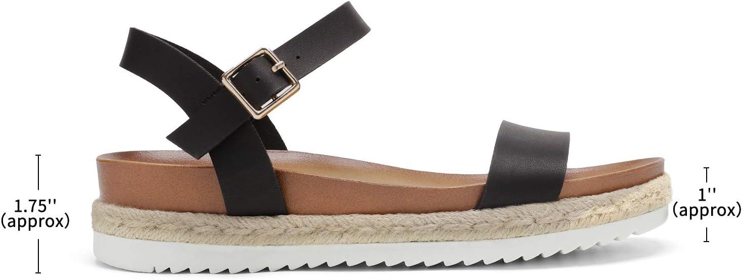 imageDREAM PAIRS Womens Open Toe Ankle Strap Espadrille Casual Flatform Platform Wedge SandalsBlackPu