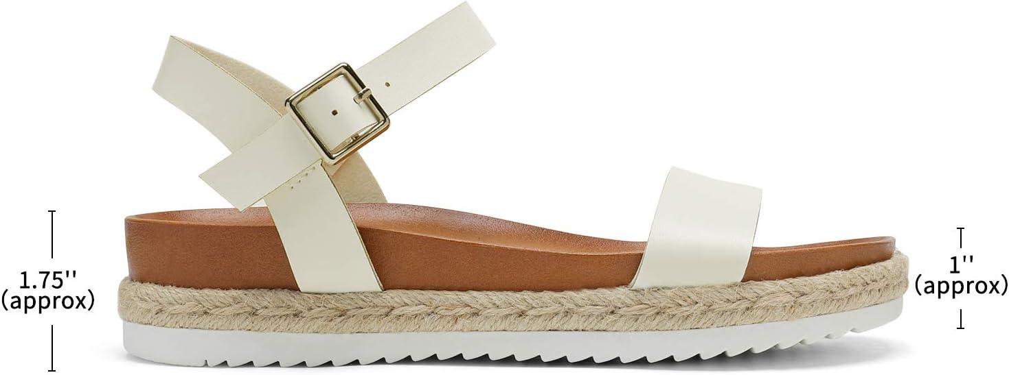 imageDREAM PAIRS Womens Open Toe Ankle Strap Espadrille Casual Flatform Platform Wedge SandalsWhitePu