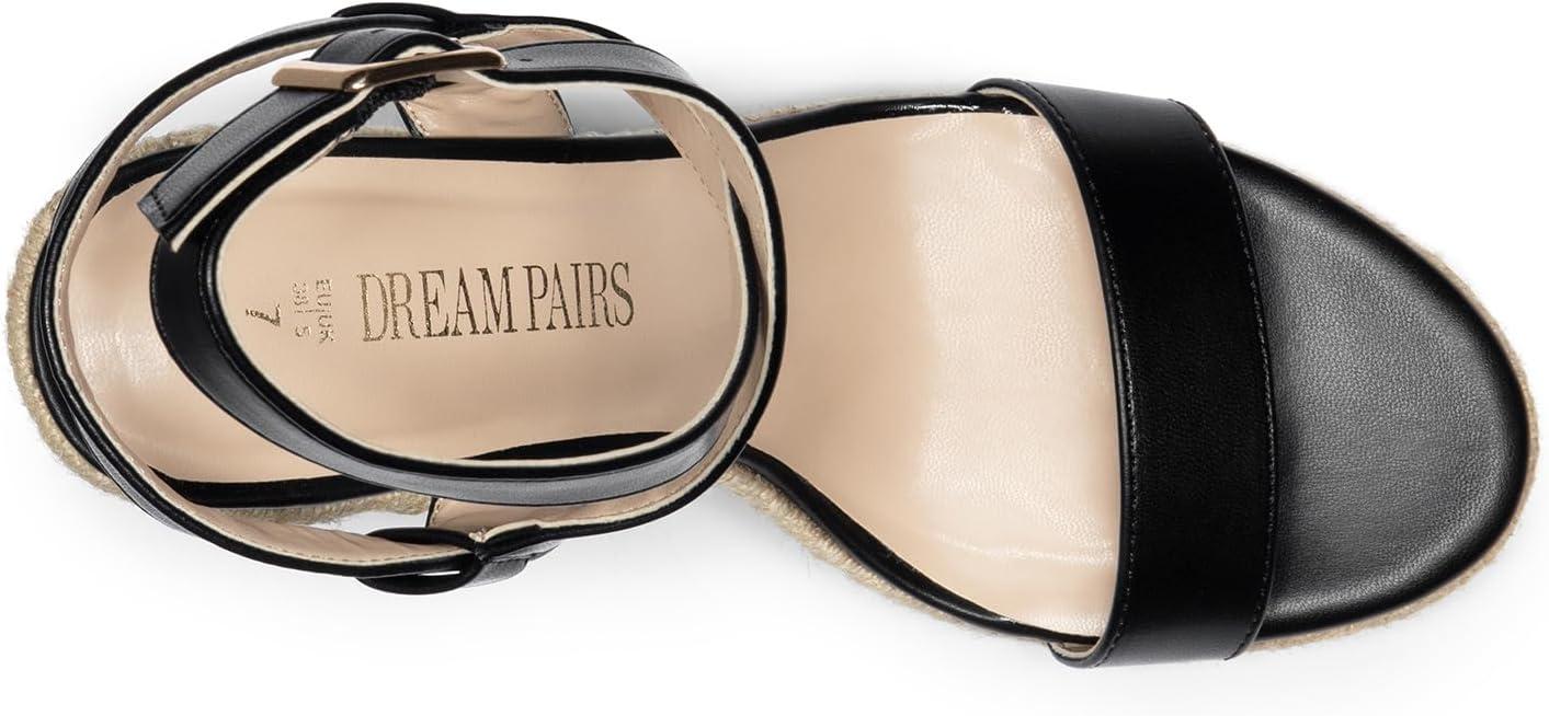 imageDREAM PAIRS Womens Open Toe Espadrilles Dressy Platform Sandals Buckle Ankle Strap Stylish Wedges SandalsBlackpu