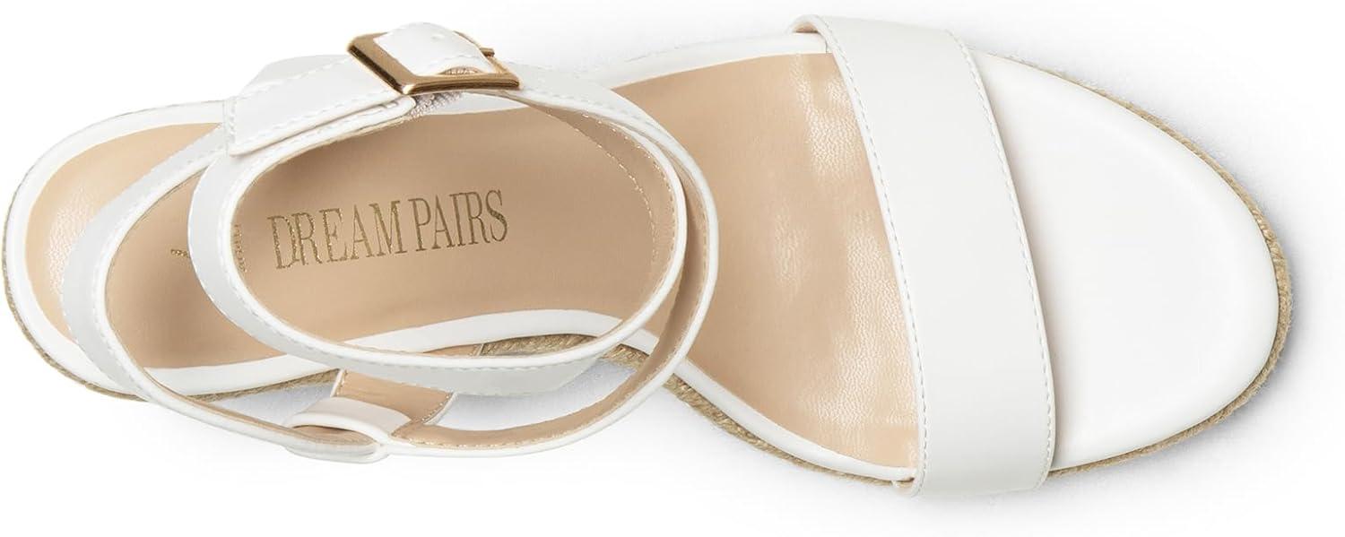 imageDREAM PAIRS Womens Open Toe Espadrilles Dressy Platform Sandals Buckle Ankle Strap Stylish Wedges SandalsWhitepu