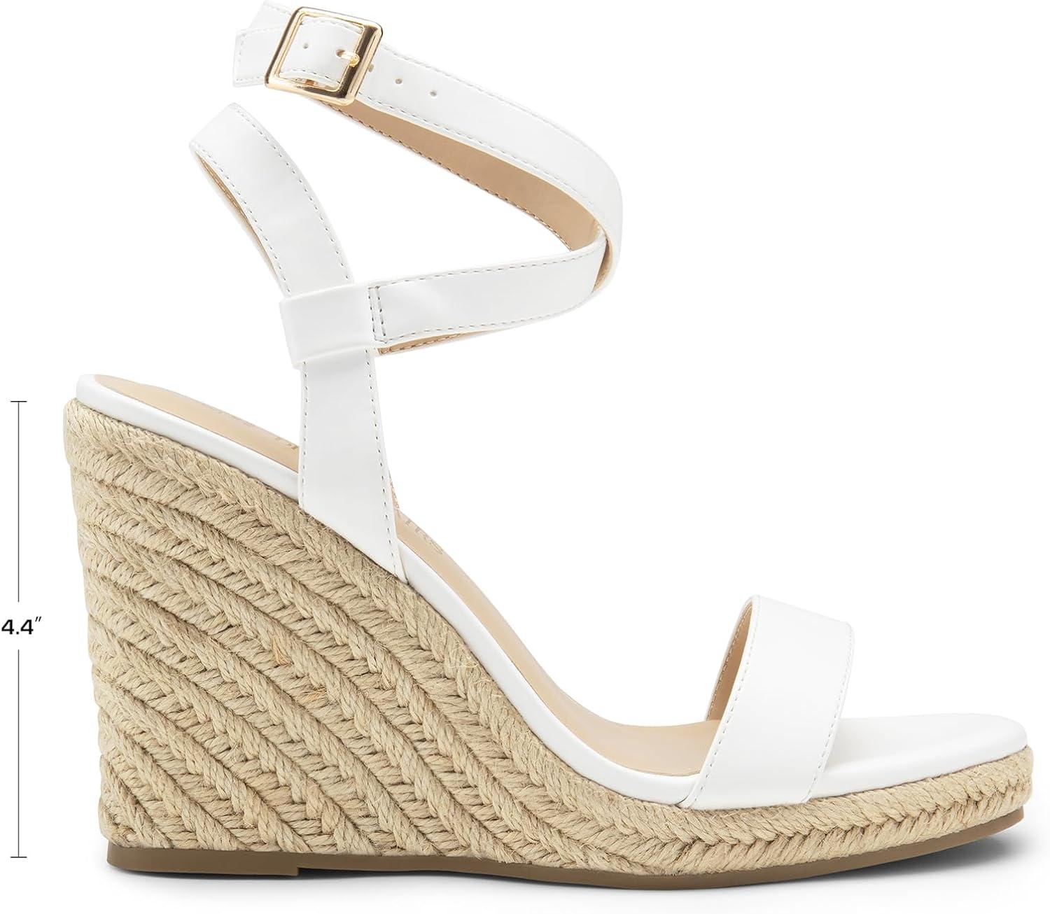 imageDREAM PAIRS Womens Open Toe Espadrilles Dressy Platform Sandals Buckle Ankle Strap Stylish Wedges SandalsWhitepu