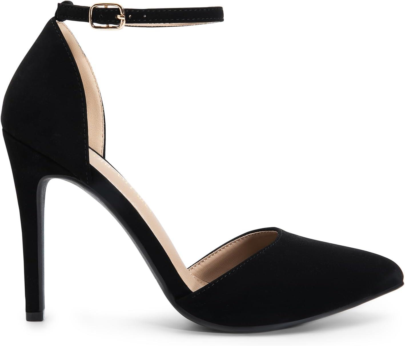 imageDREAM PAIRS Womens OppointedLacey Pointed Toe Ankle Strap High Heel Stiletto Pumps Wedding Dress ShoesBlackNubuck