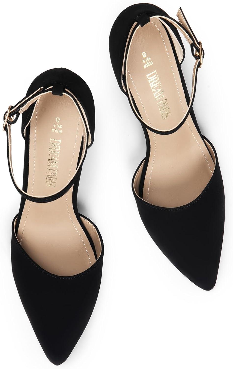 imageDREAM PAIRS Womens OppointedLacey Pointed Toe Ankle Strap High Heel Stiletto Pumps Wedding Dress ShoesBlackNubuck