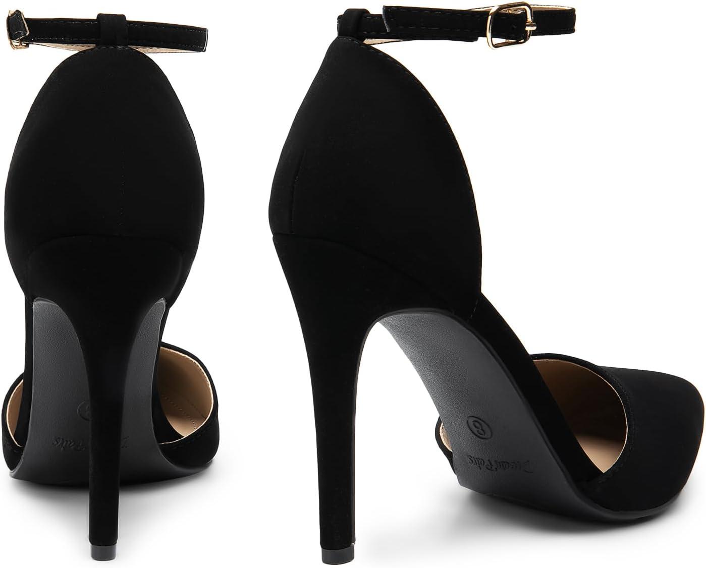 imageDREAM PAIRS Womens OppointedLacey Pointed Toe Ankle Strap High Heel Stiletto Pumps Wedding Dress ShoesBlackNubuck