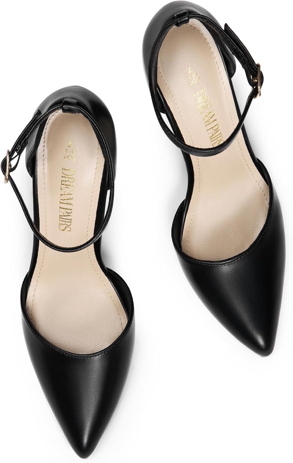 imageDREAM PAIRS Womens OppointedLacey Pointed Toe Ankle Strap High Heel Stiletto Pumps Wedding Dress ShoesBlackpu