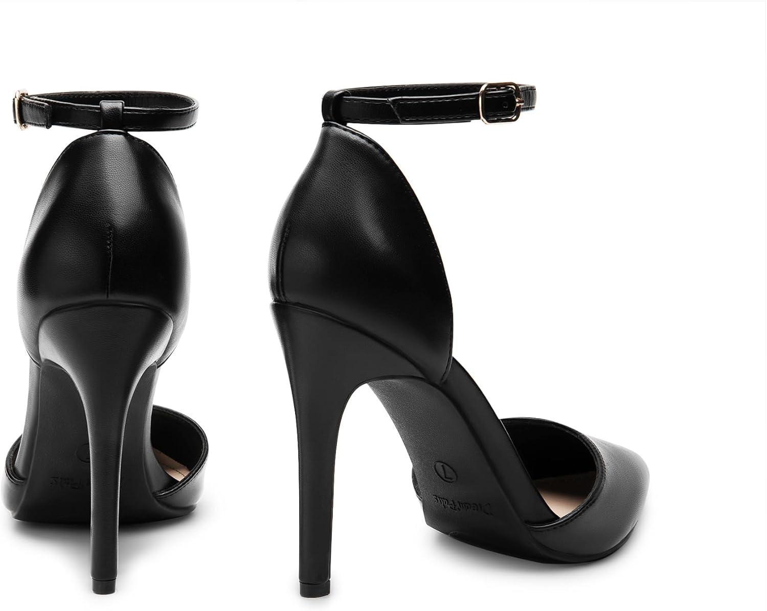 imageDREAM PAIRS Womens OppointedLacey Pointed Toe Ankle Strap High Heel Stiletto Pumps Wedding Dress ShoesBlackpu