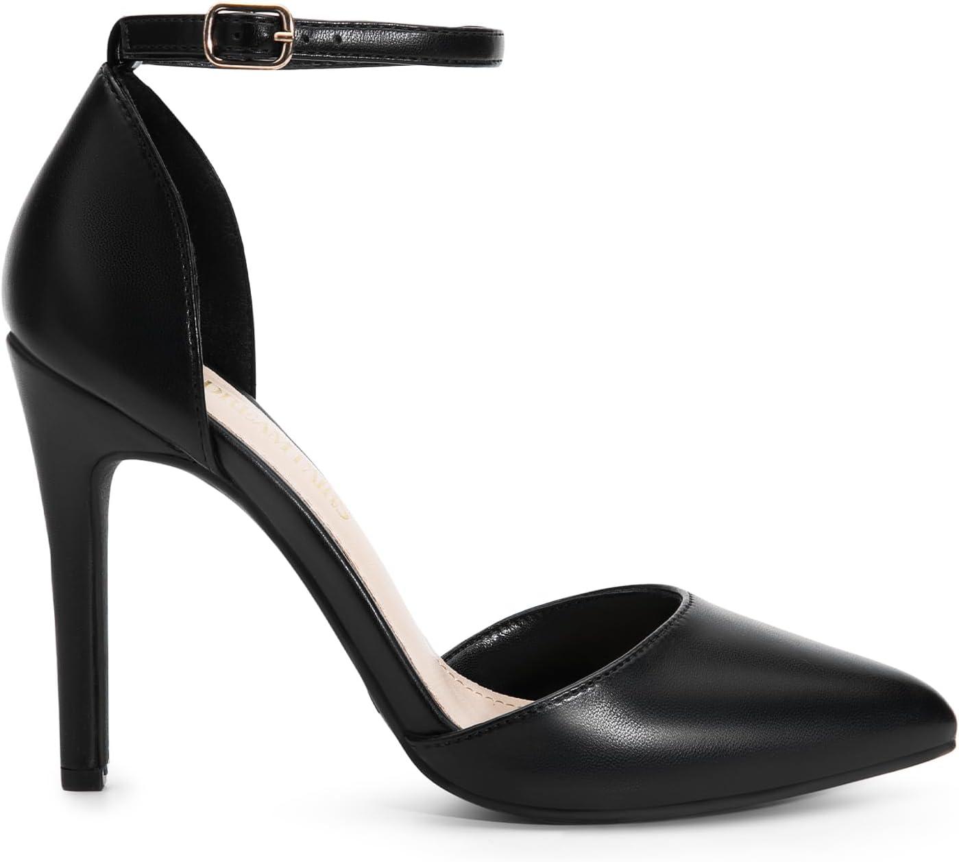 imageDREAM PAIRS Womens OppointedLacey Pointed Toe Ankle Strap High Heel Stiletto Pumps Wedding Dress ShoesBlackpu