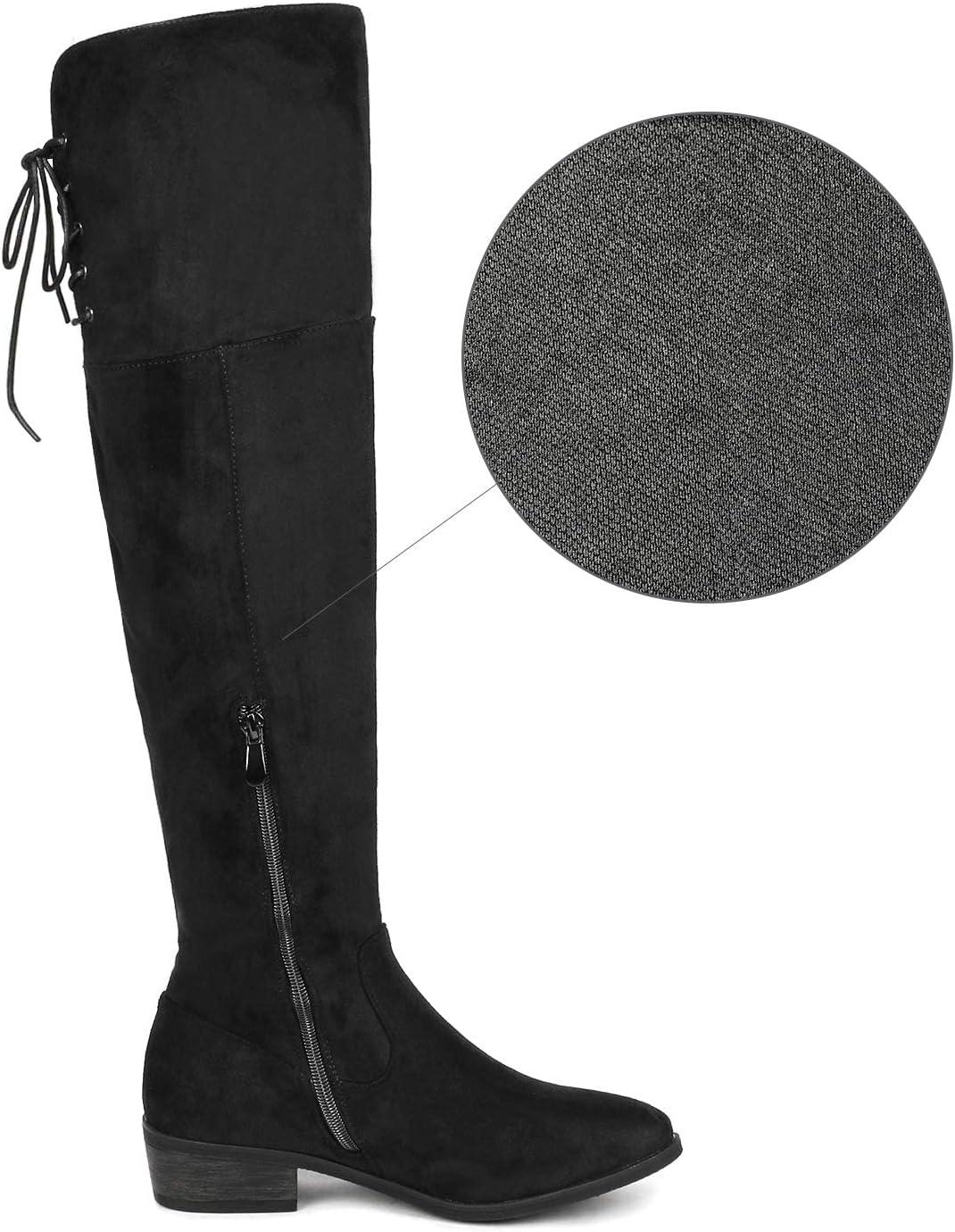 imageDREAM PAIRS Womens Over The Knee High Low Block Heel Riding Boots Uplace LeiBlack