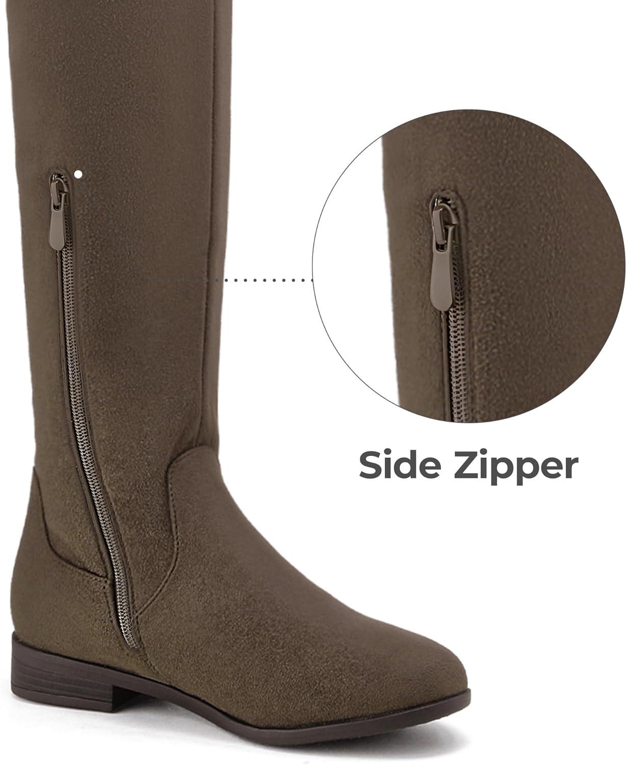 imageDREAM PAIRS Womens Over The Knee High Low Block Heel Riding Boots Uplace LeiKhaki