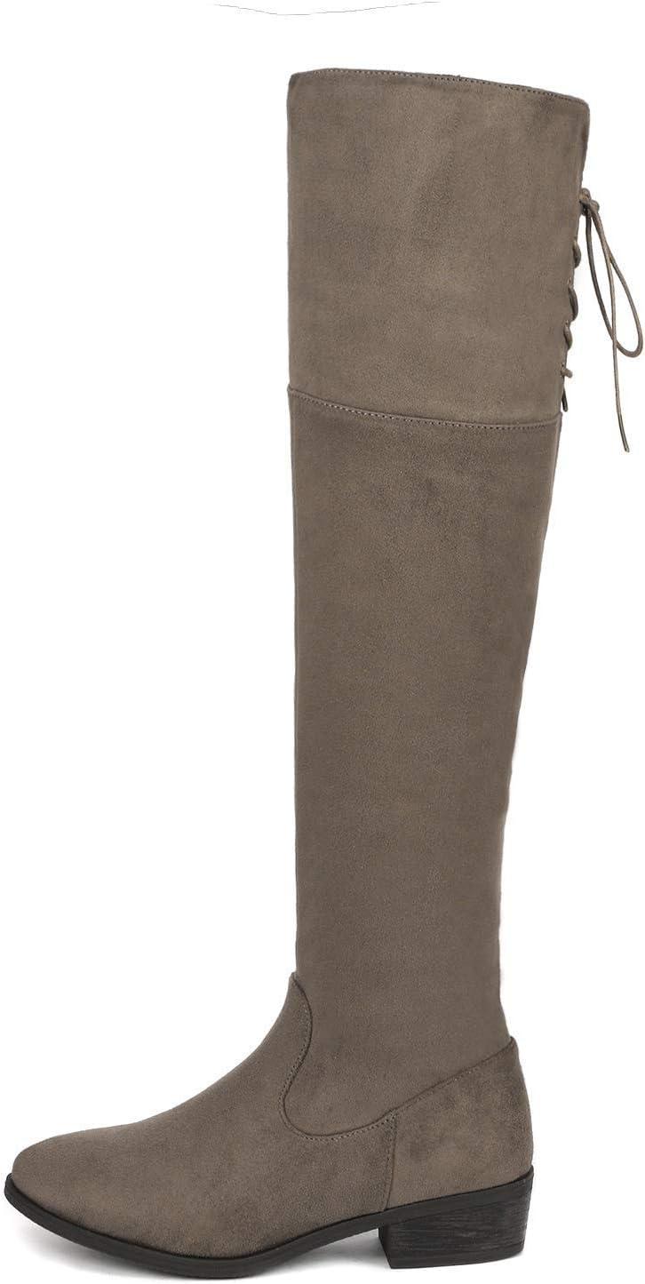 imageDREAM PAIRS Womens Over The Knee High Low Block Heel Riding Boots Uplace LeiKhakilein